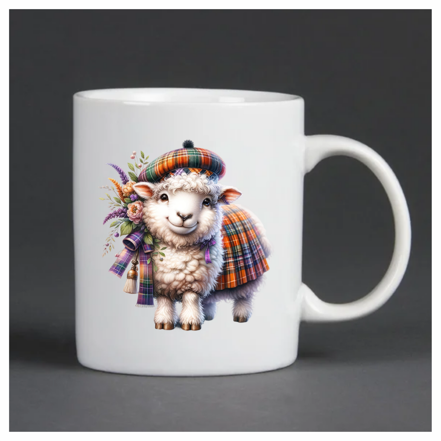 White Sheep Scottish Tartan Outfit Vinyl Sticker Decal