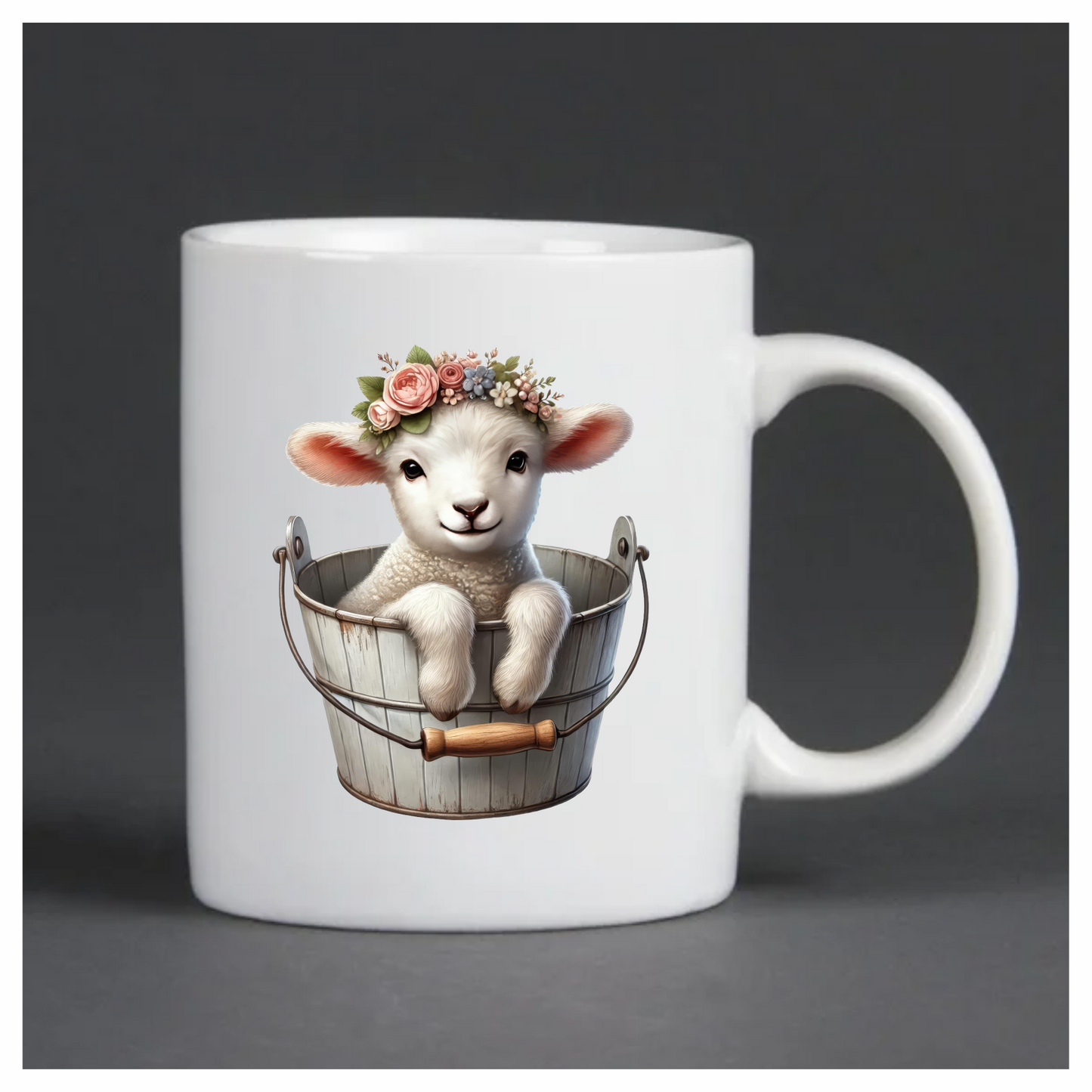 White Lamb Flower Crown Bucket Vinyl Sticker Decal