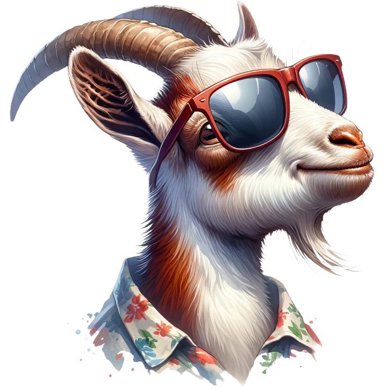 Brown Goat Wearing Red Sunglasses Vinyl Sticker Decal