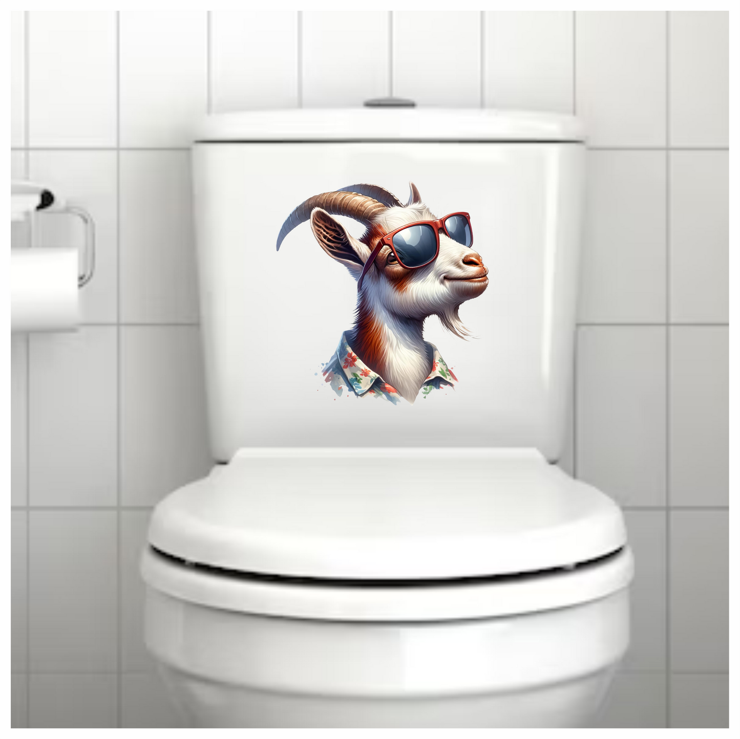 Brown Goat Wearing Red Sunglasses Vinyl Sticker Decal
