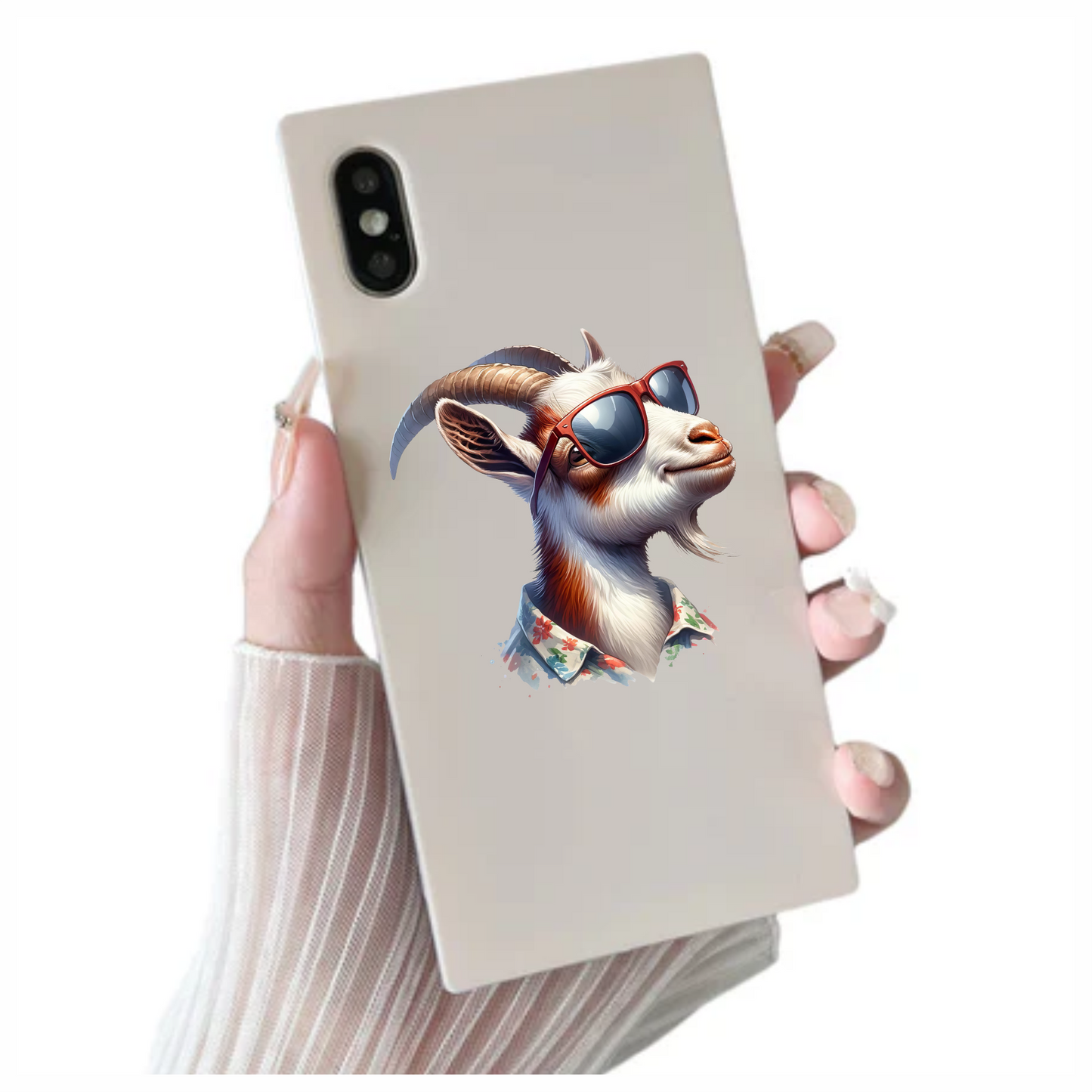 Brown Goat Wearing Red Sunglasses Vinyl Sticker Decal