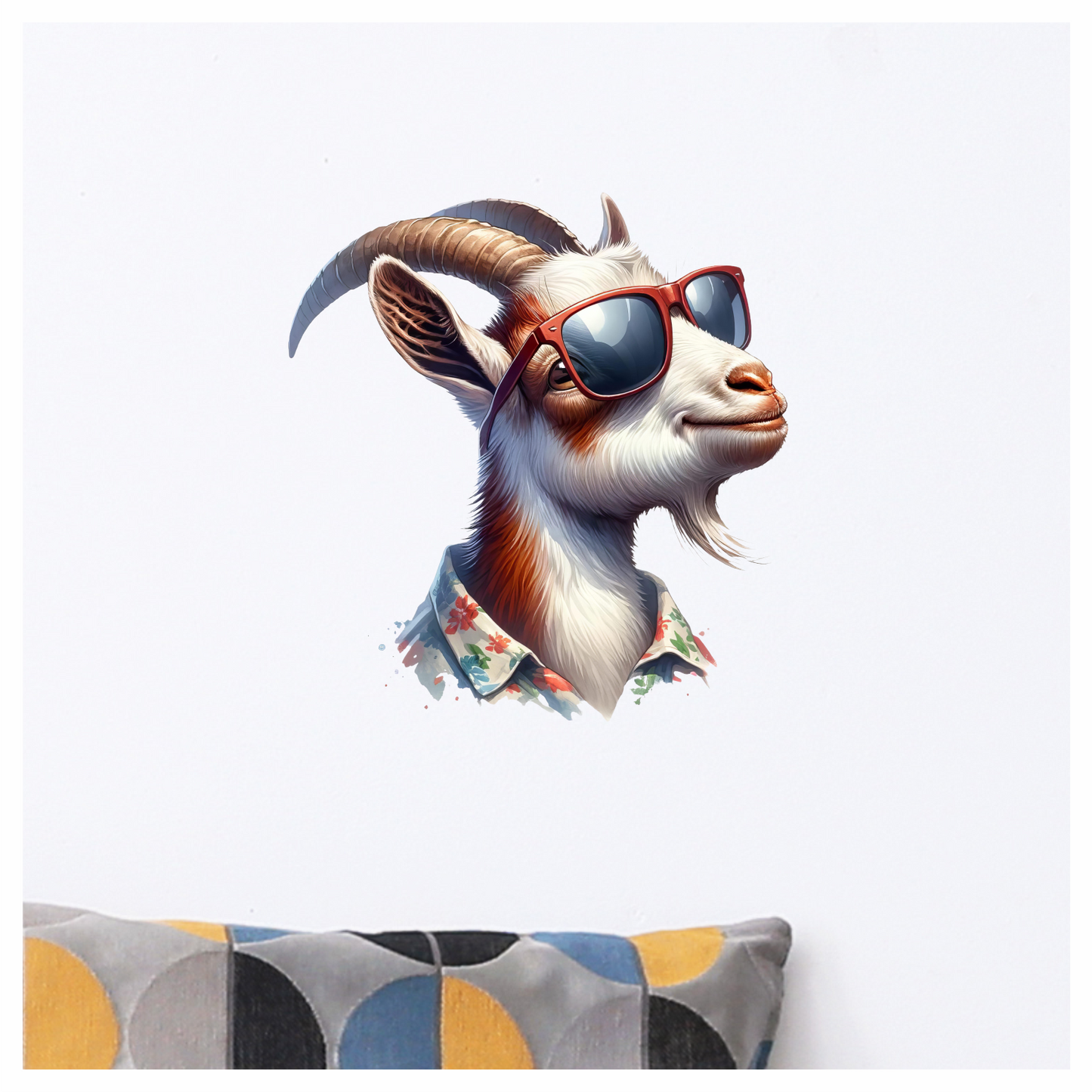 Brown Goat Wearing Red Sunglasses Vinyl Sticker Decal