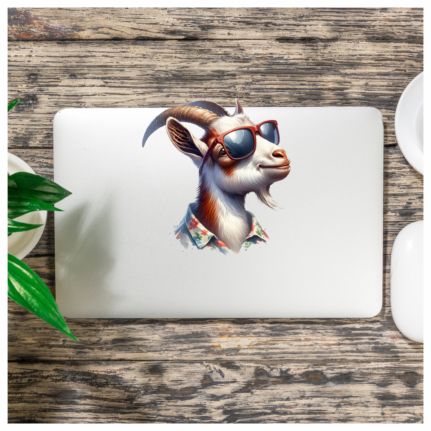 Brown Goat Wearing Red Sunglasses Vinyl Sticker Decal