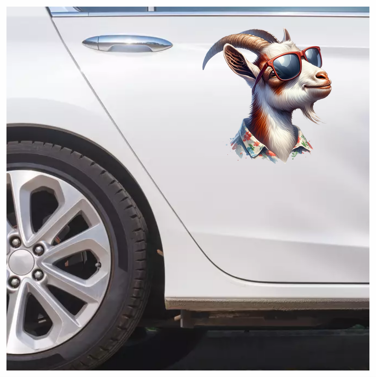Brown Goat Wearing Red Sunglasses Vinyl Sticker Decal