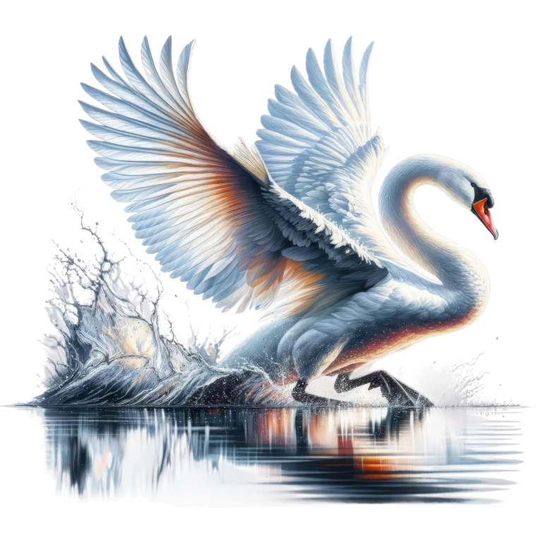 White Swan Water Splash Graceful Reflection Vinyl Sticker Decal