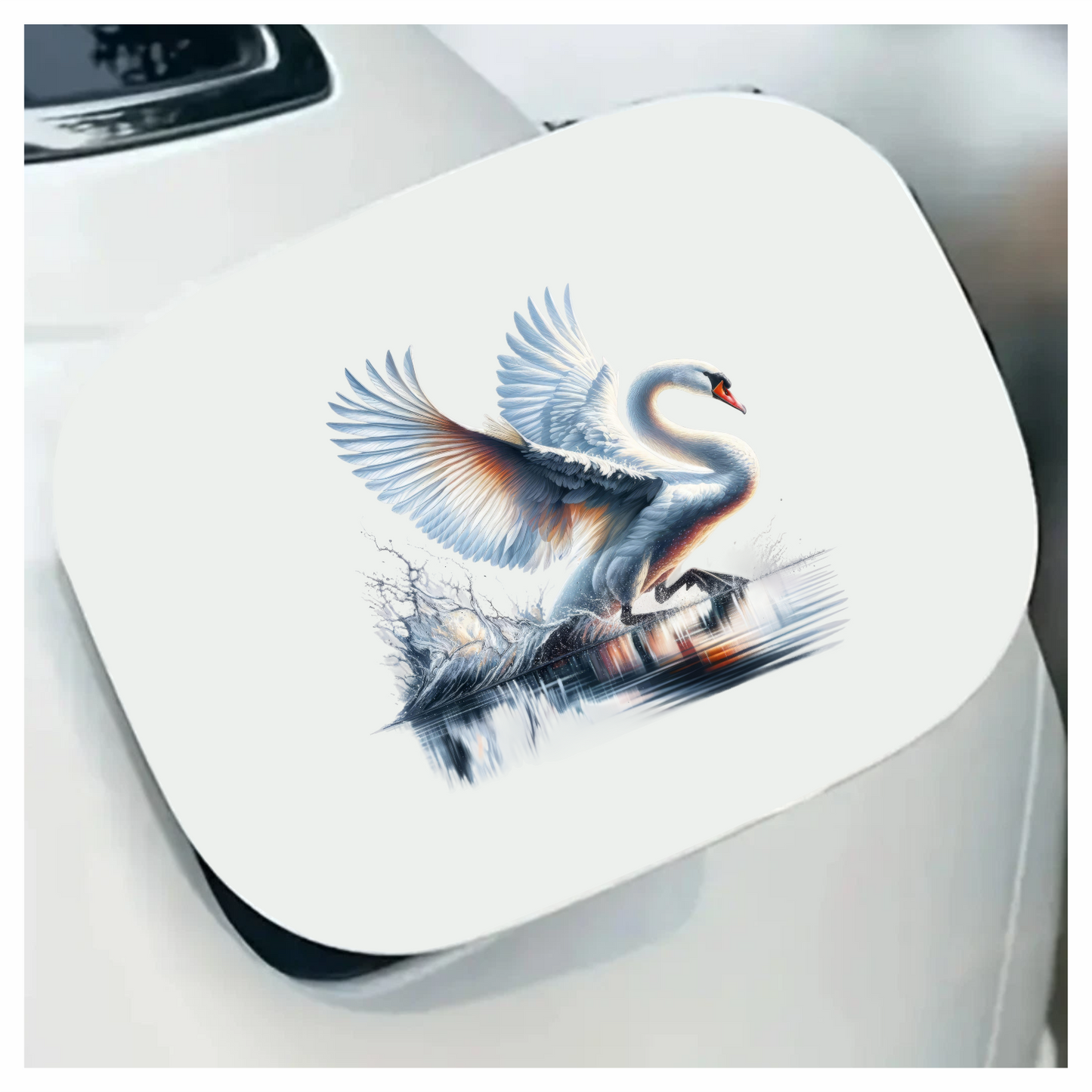 White Swan Water Splash Graceful Reflection Vinyl Sticker Decal