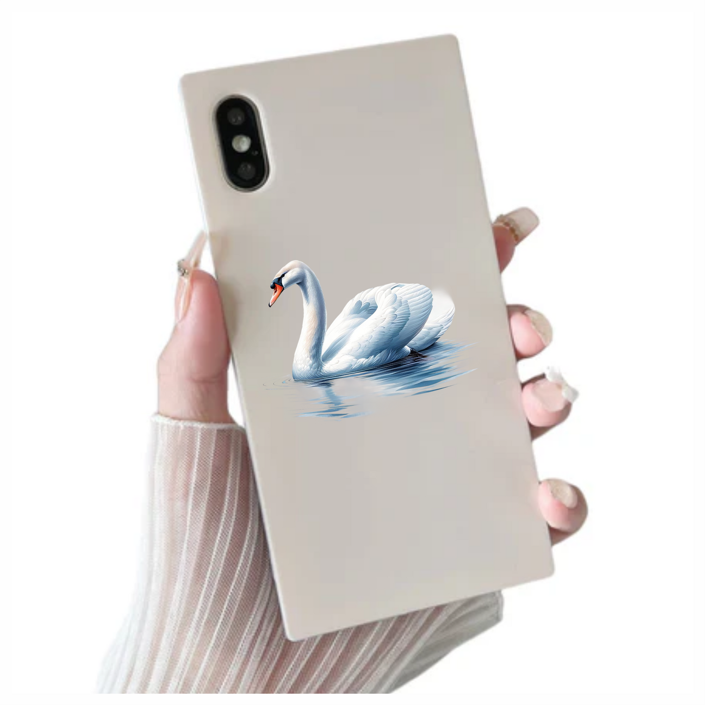 White Swan Water Ripples Reflection Vinyl Sticker Decal
