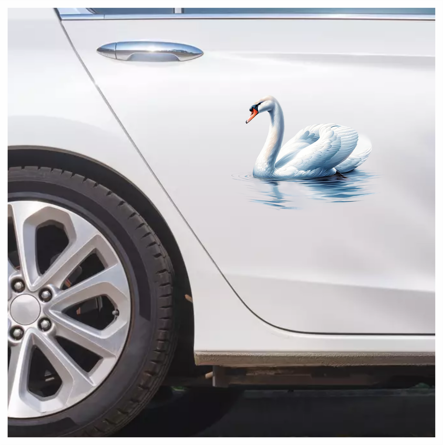 White Swan Water Ripples Reflection Vinyl Sticker Decal