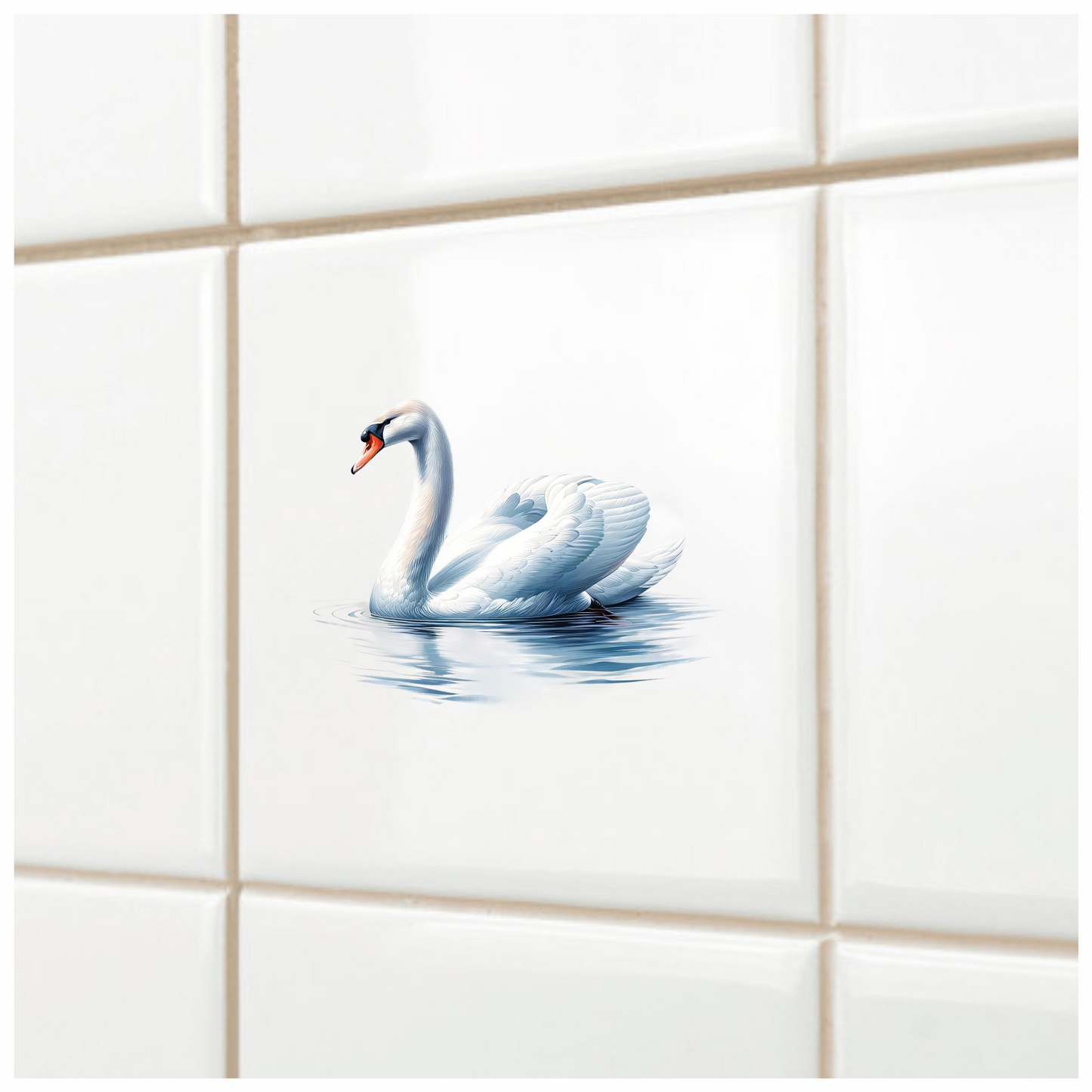 White Swan Water Ripples Reflection Vinyl Sticker Decal