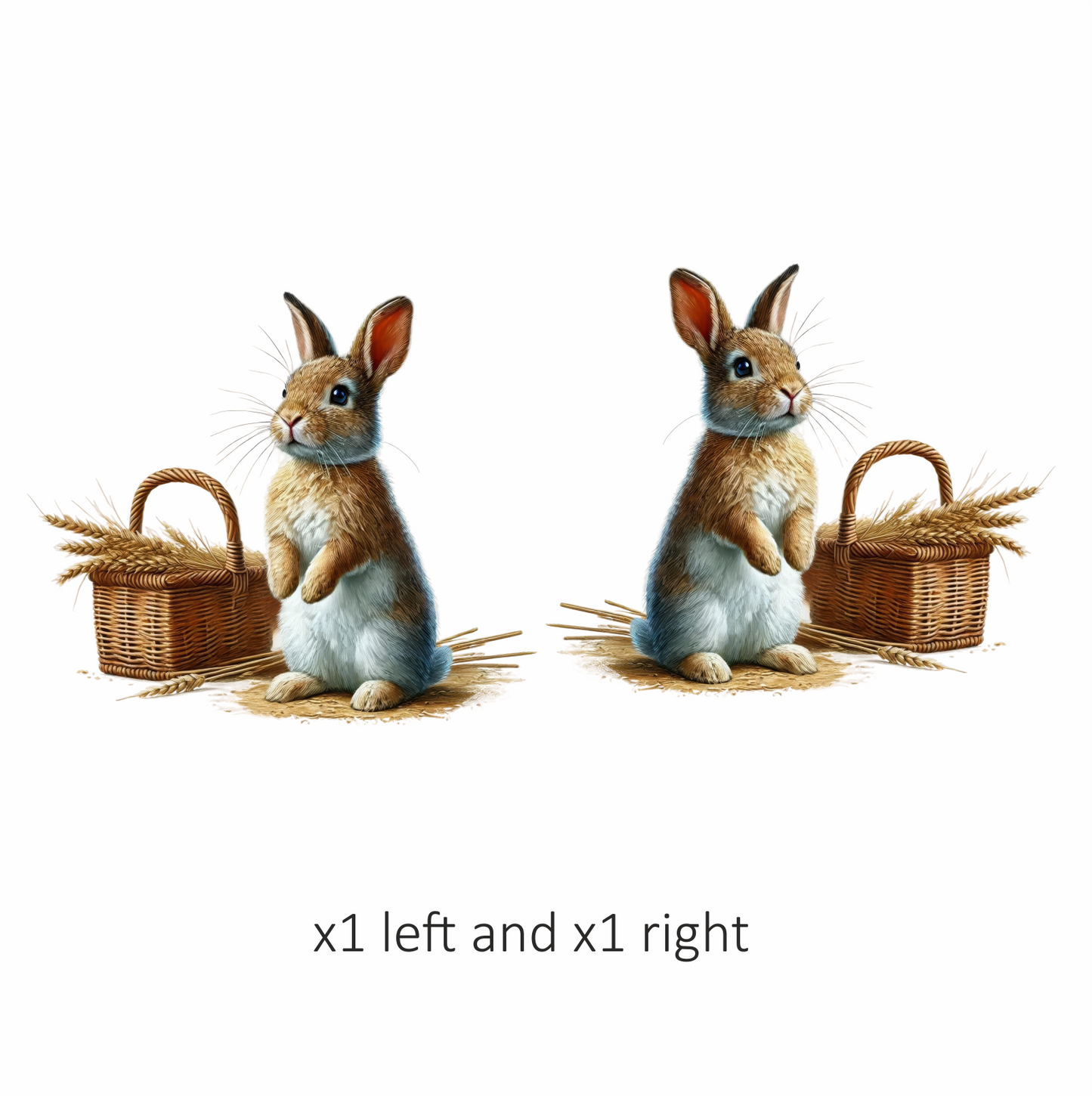Brown Rabbit Basket Wheat Field Vinyl Sticker Decal