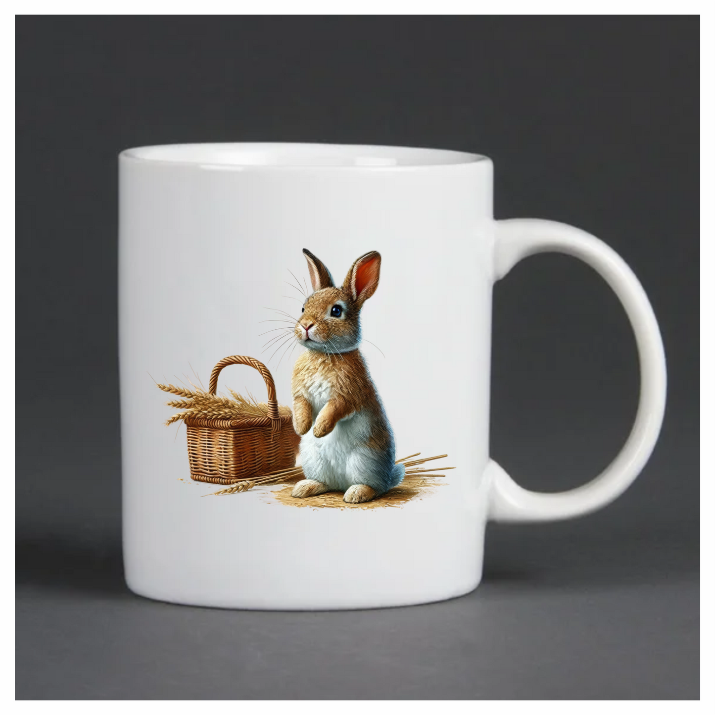 Brown Rabbit Basket Wheat Field Vinyl Sticker Decal