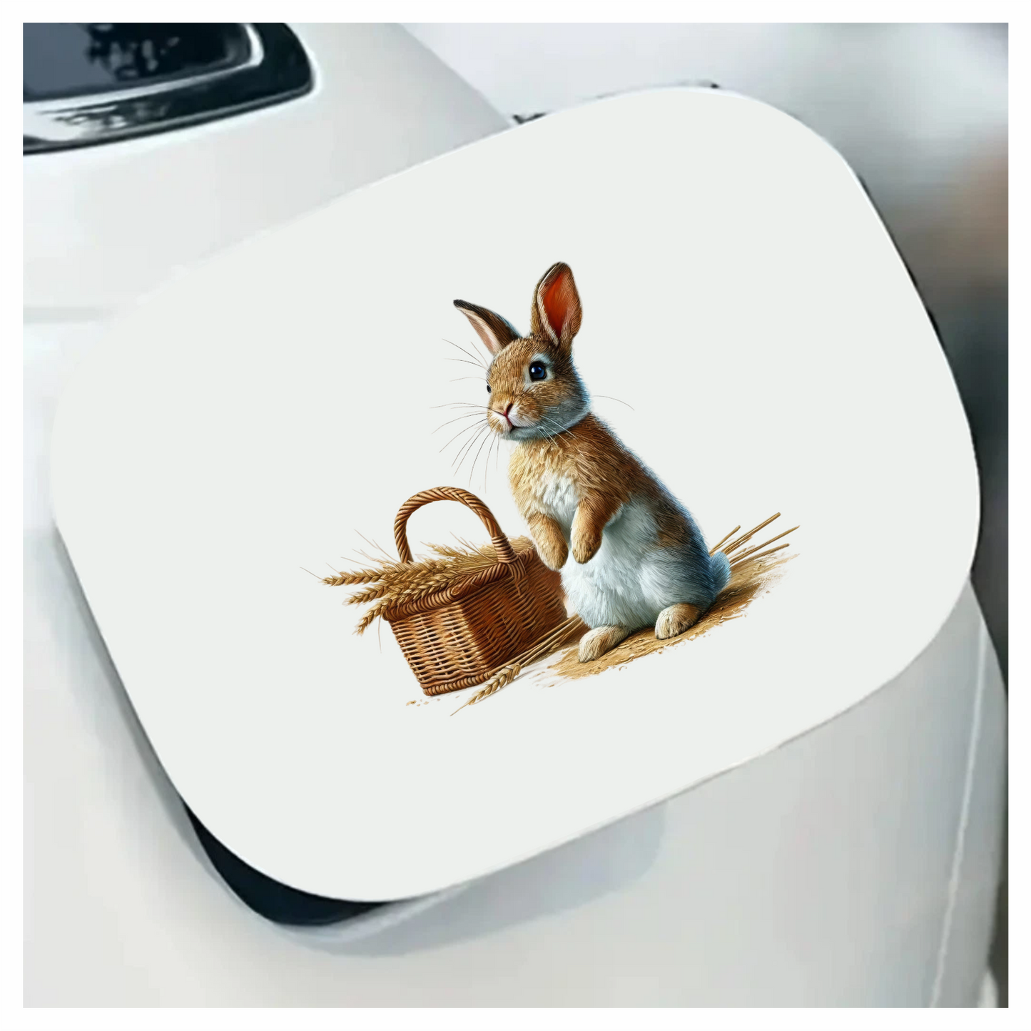 Brown Rabbit Basket Wheat Field Vinyl Sticker Decal