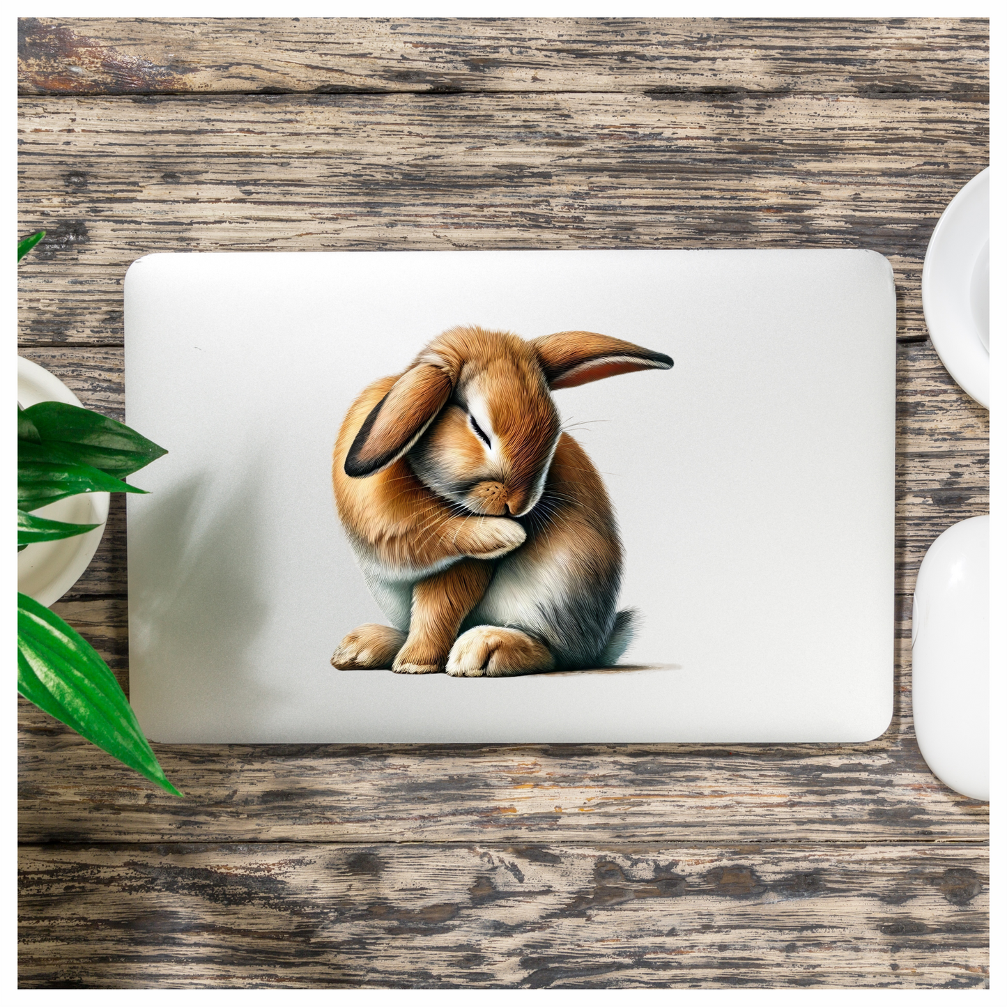 Brown Rabbit Lop Sitting Cute Vinyl Sticker Decal