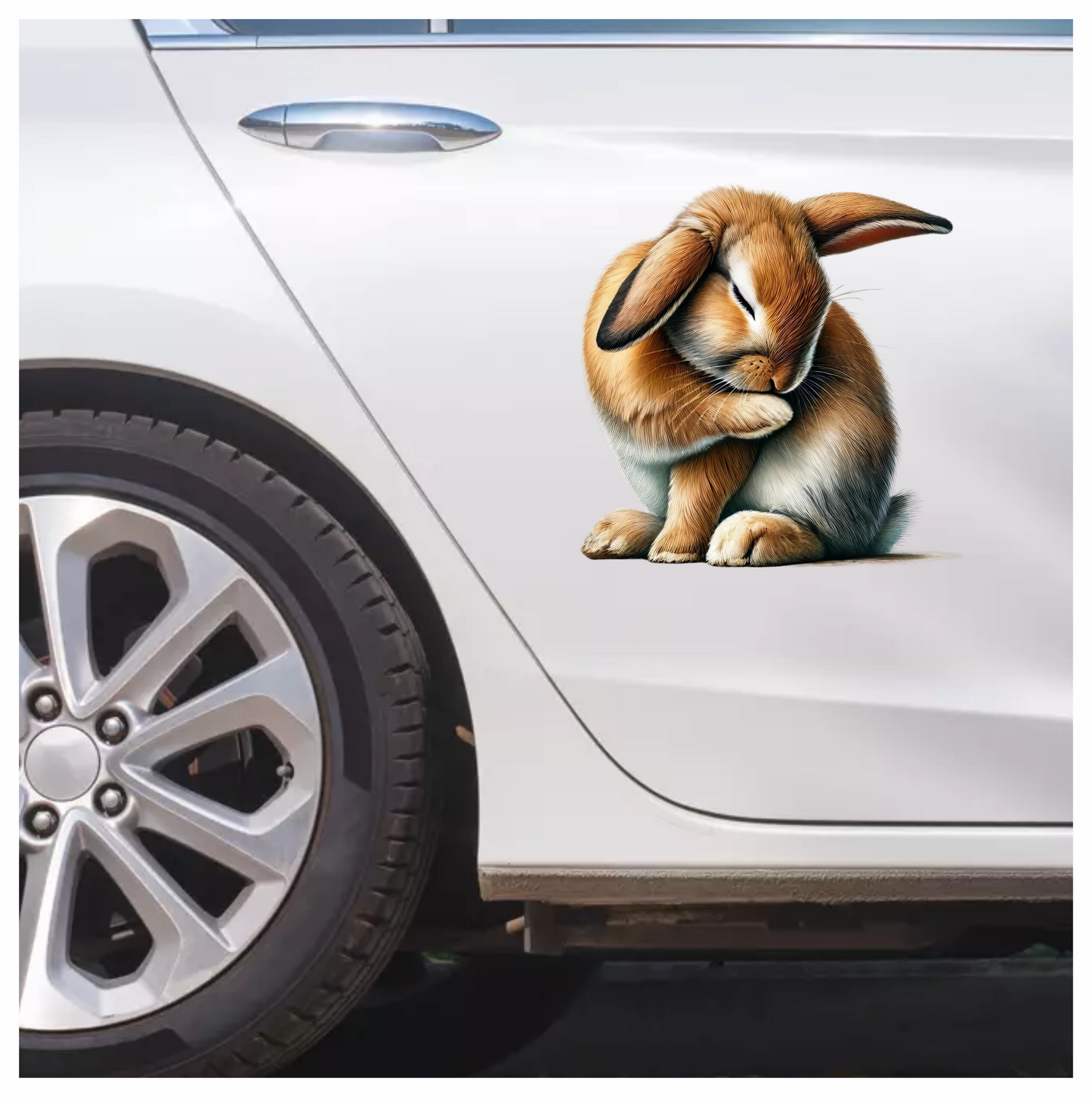 Brown Rabbit Lop Sitting Cute Vinyl Sticker Decal