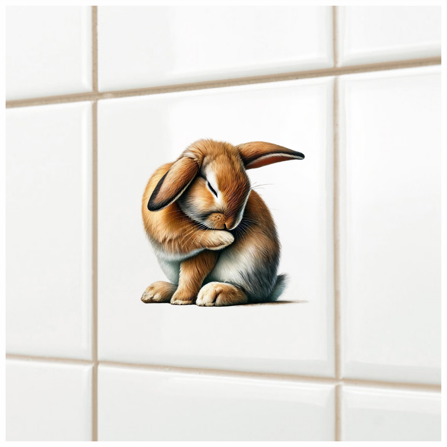 Brown Rabbit Lop Sitting Cute Vinyl Sticker Decal