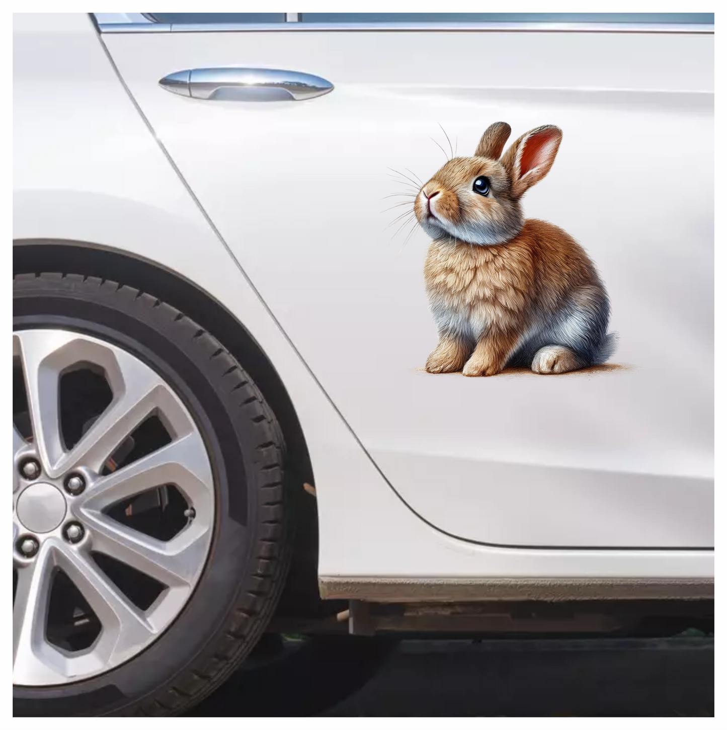 Brown Baby Rabbit Sitting Sideways Vinyl Sticker Decal