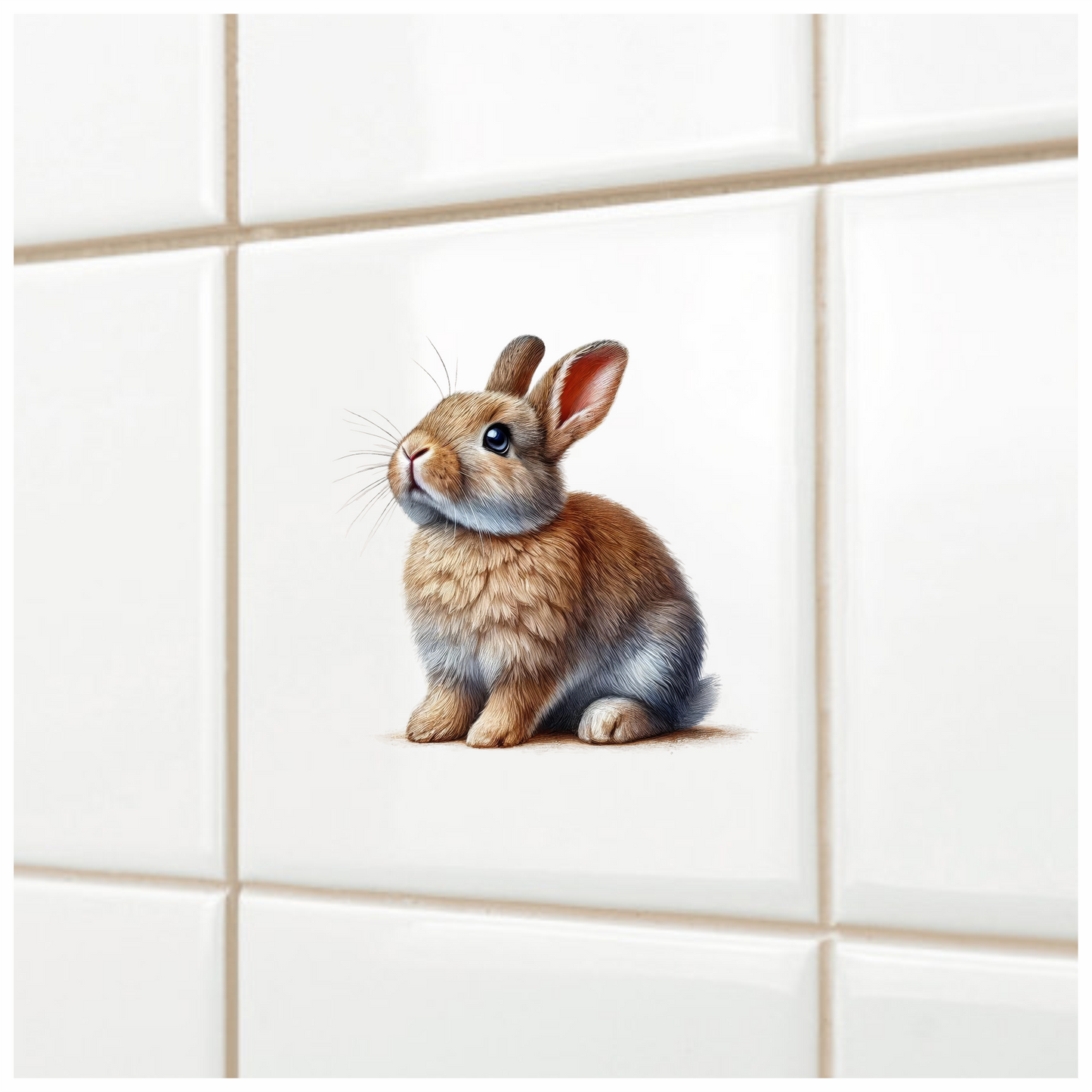 Brown Baby Rabbit Sitting Sideways Vinyl Sticker Decal