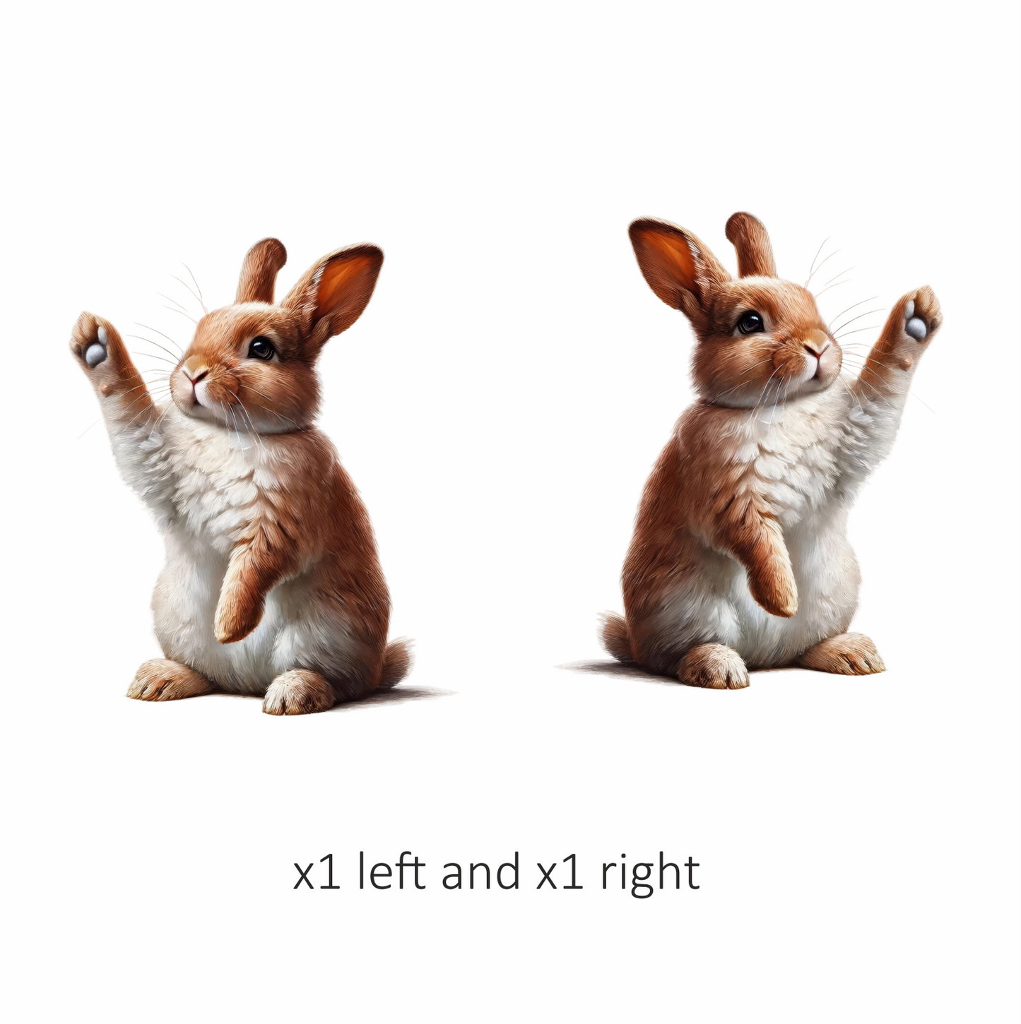 Brown White Rabbit Raising Paw Vinyl Sticker Decal