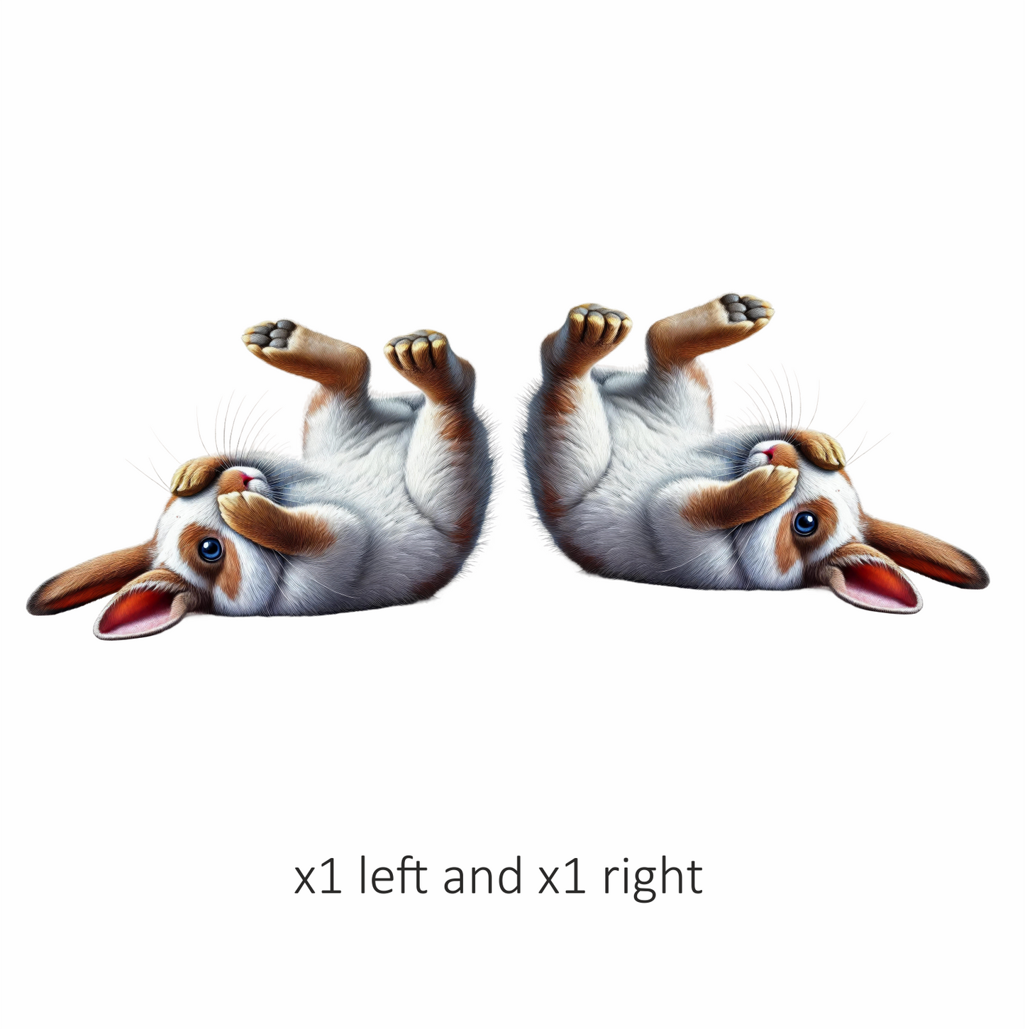 White Brown Bunny Rolling Cute Vinyl Sticker Decal