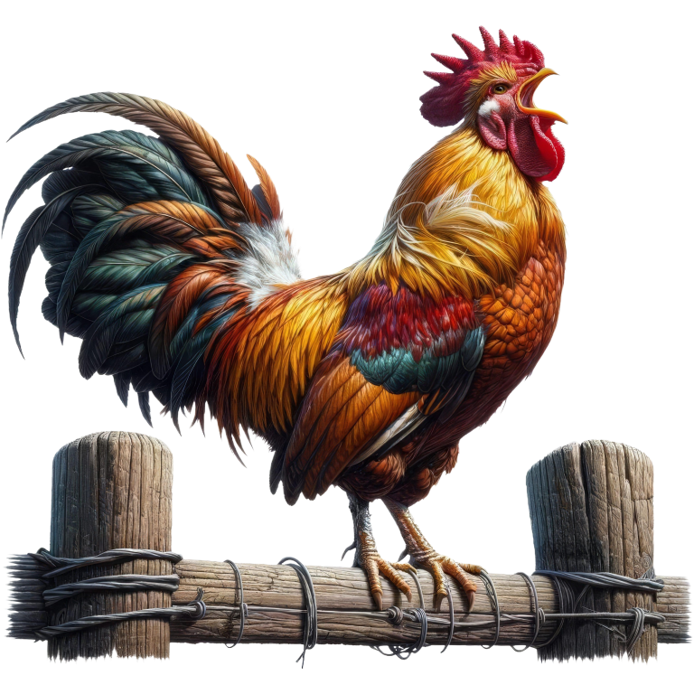 Rooster Brown Farm Fence Morning Vinyl Sticker Decal