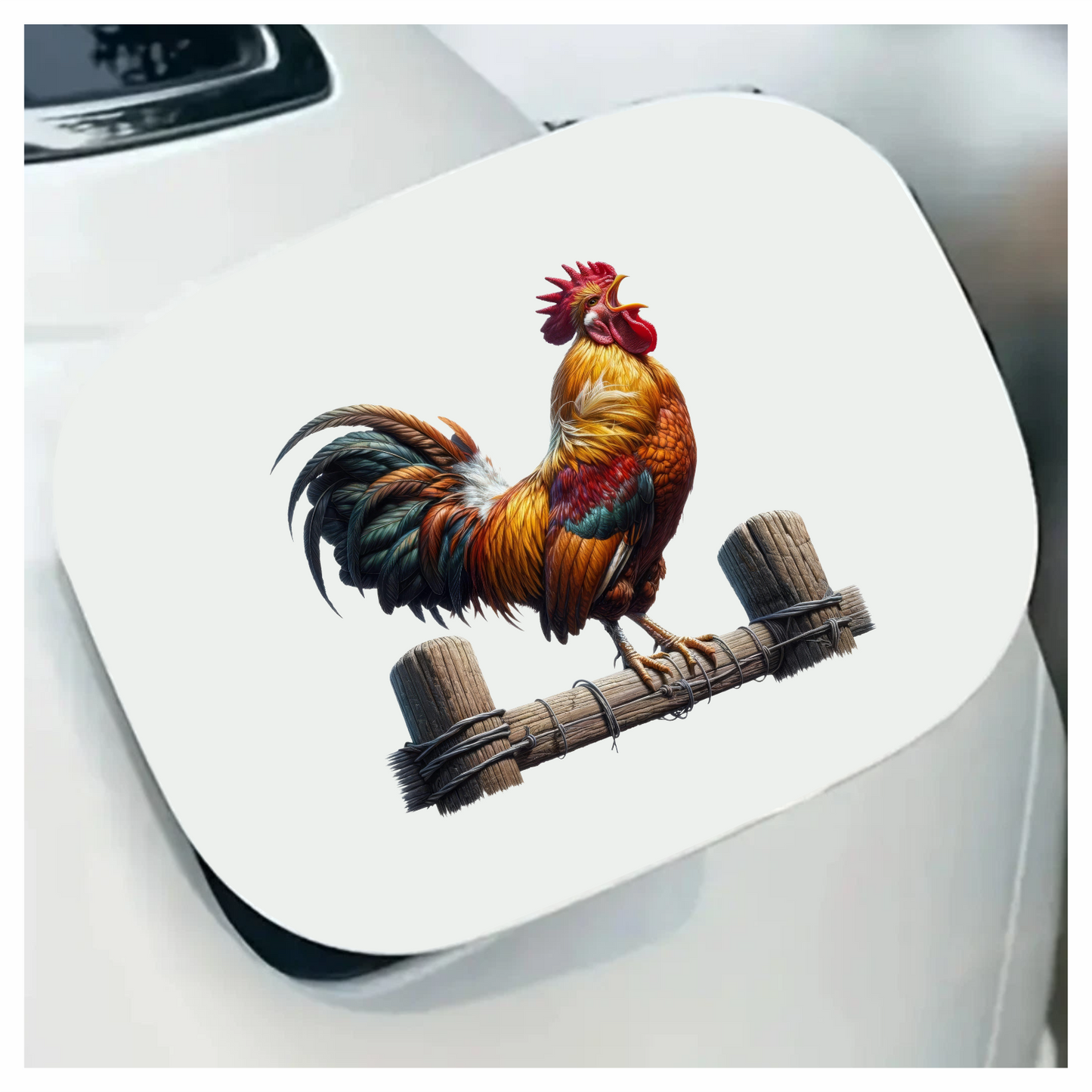 Rooster Brown Farm Fence Morning Vinyl Sticker Decal