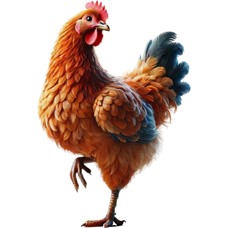 Orange Chicken Farm Hen Standing Vinyl Sticker Decal