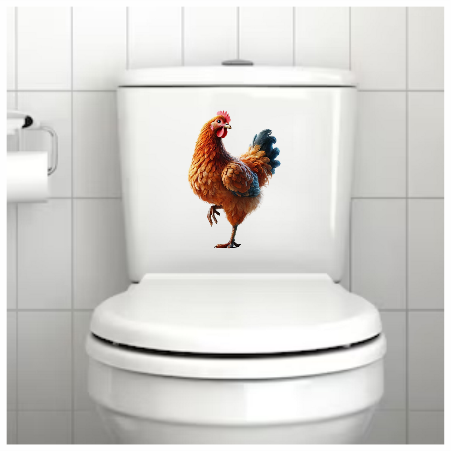 Orange Chicken Farm Hen Standing Vinyl Sticker Decal