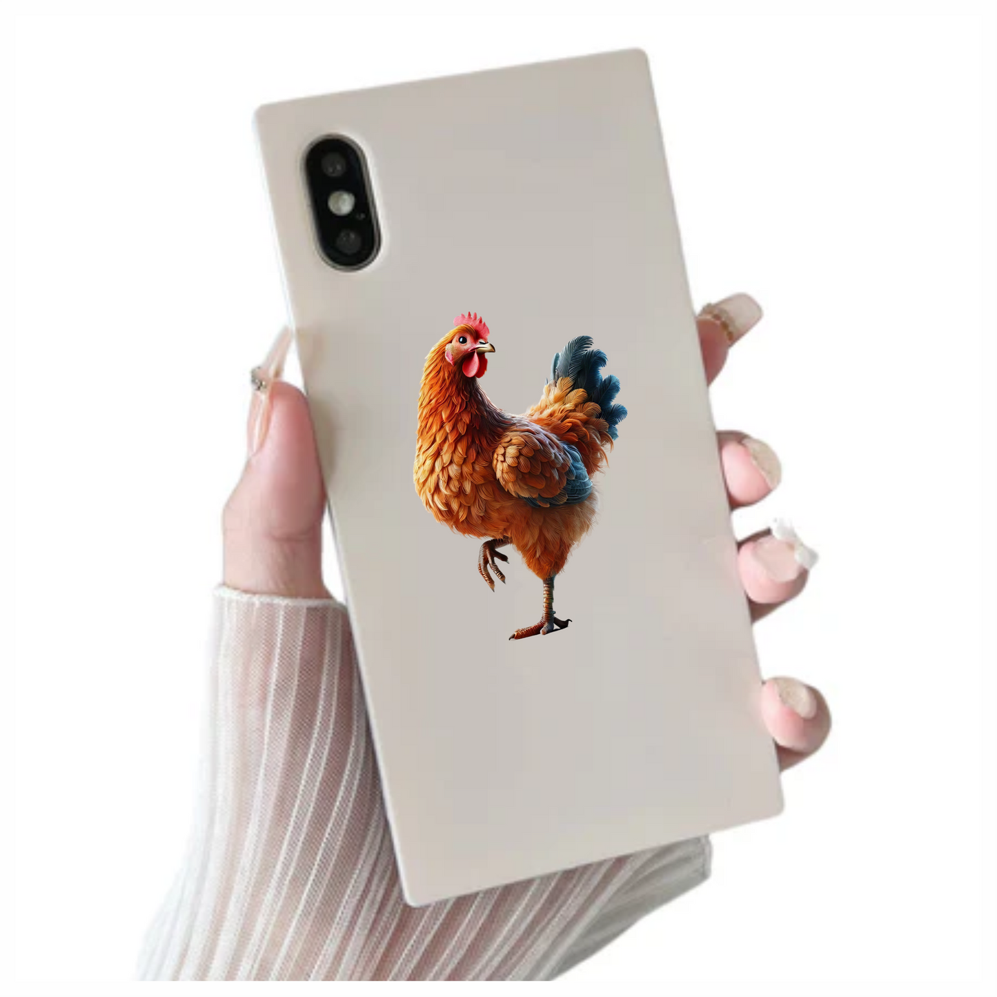 Orange Chicken Farm Hen Standing Vinyl Sticker Decal