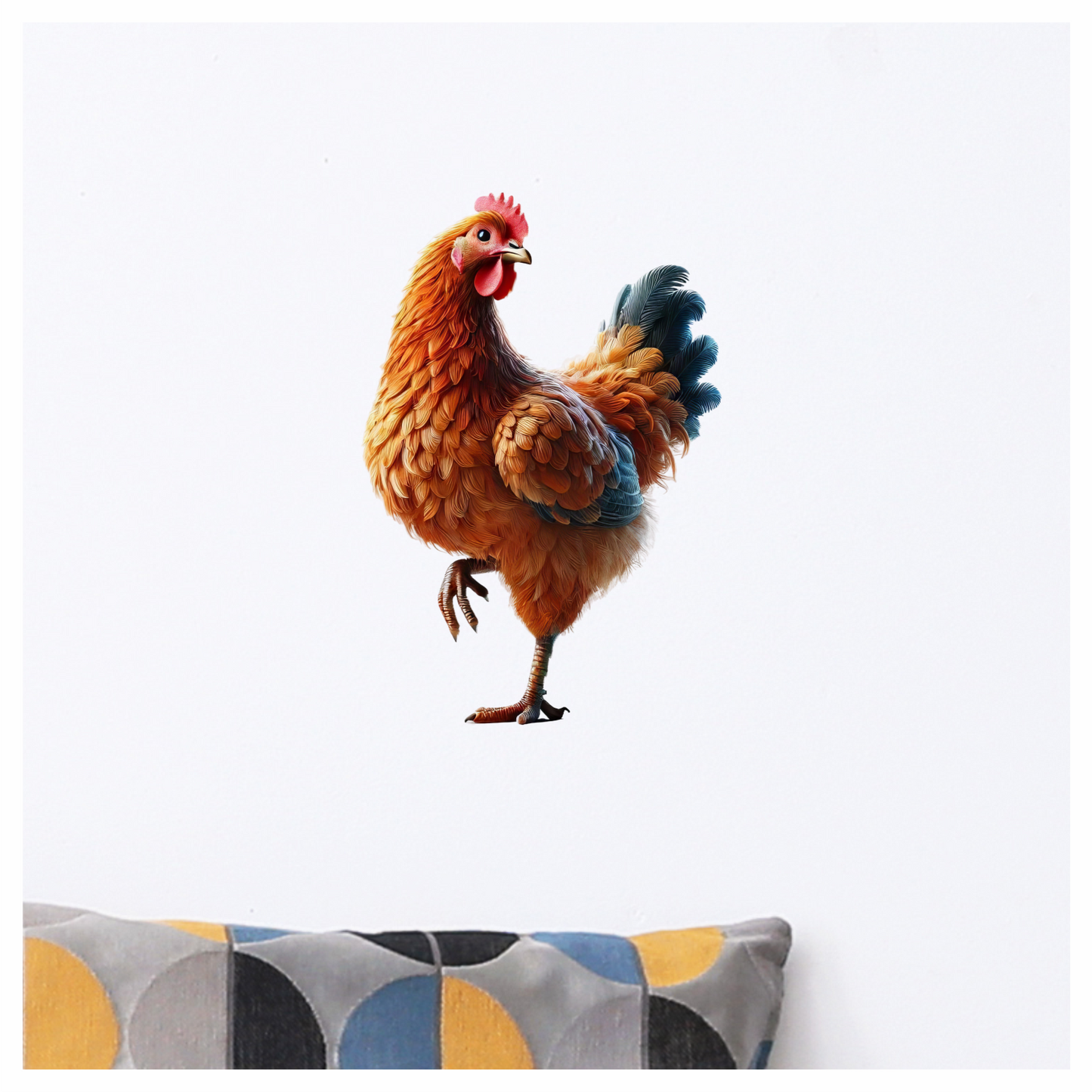 Orange Chicken Farm Hen Standing Vinyl Sticker Decal