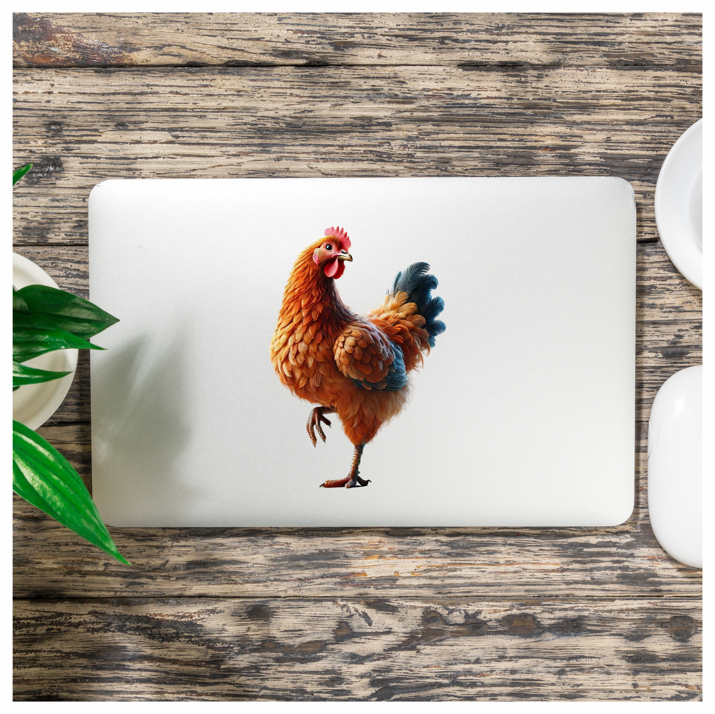Orange Chicken Farm Hen Standing Vinyl Sticker Decal