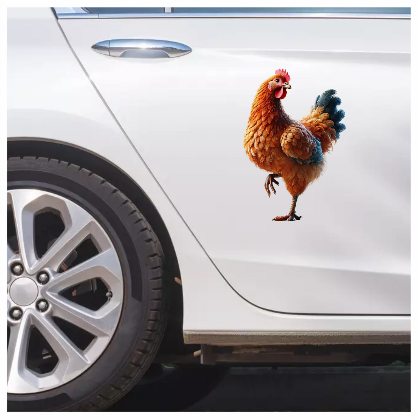 Orange Chicken Farm Hen Standing Vinyl Sticker Decal