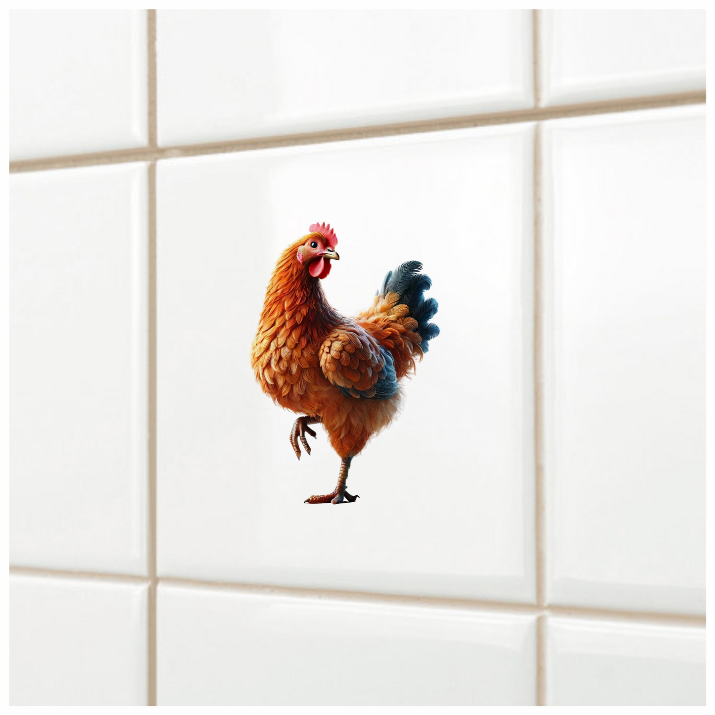 Orange Chicken Farm Hen Standing Vinyl Sticker Decal
