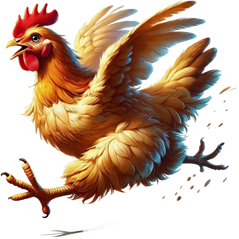 Yellow Chicken Running Fast Wings Vinyl Sticker Decal