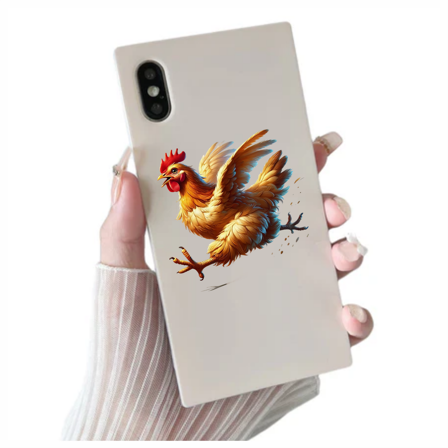 Yellow Chicken Running Fast Wings Vinyl Sticker Decal