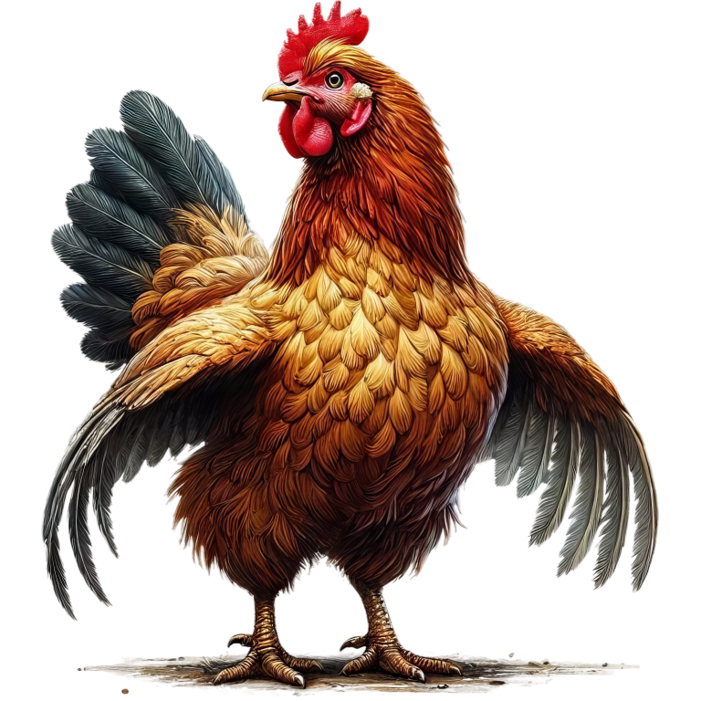 Brown Chicken Standing Wings Spread Vinyl Sticker Decal