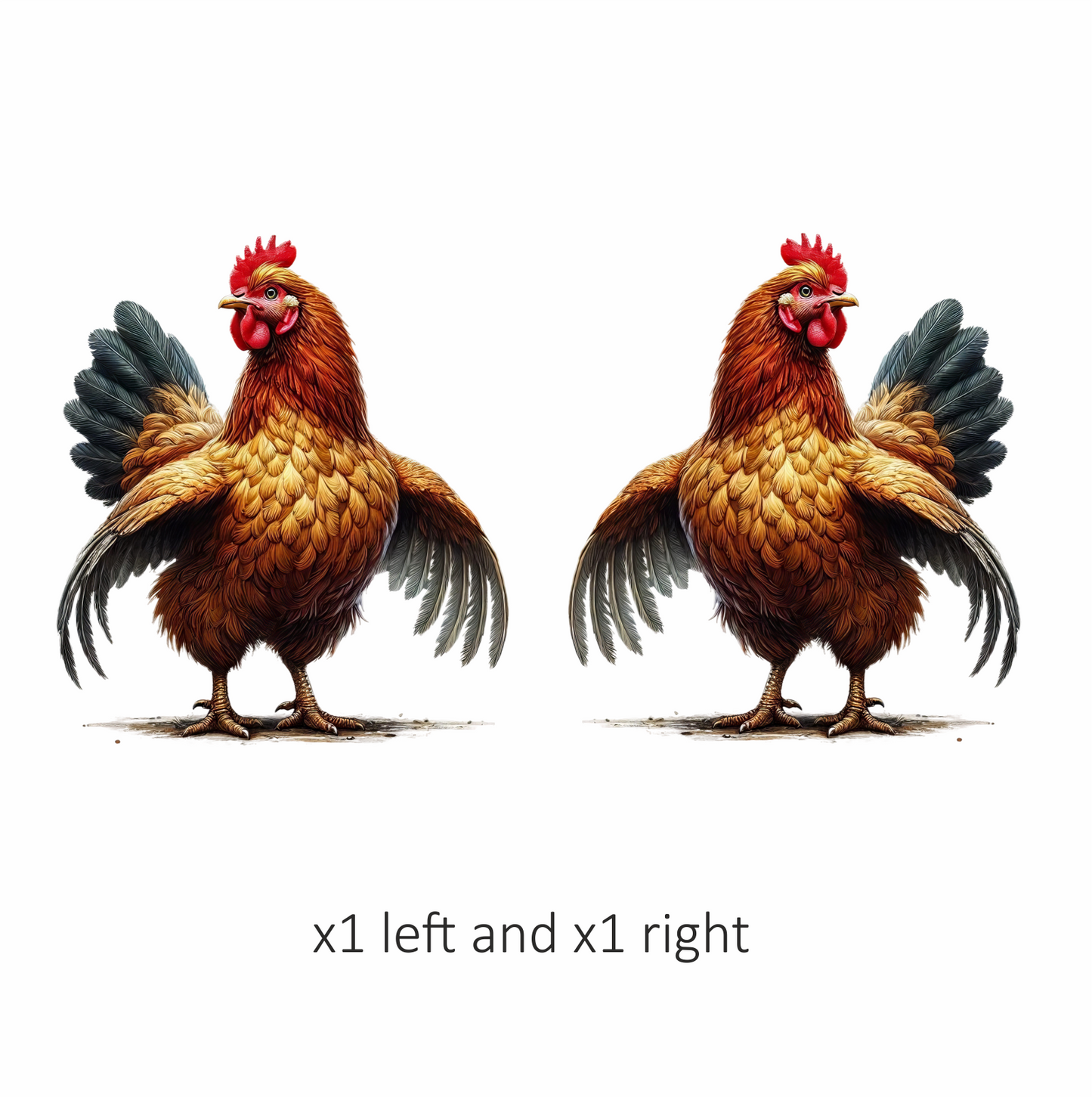 Brown Chicken Standing Wings Spread Vinyl Sticker Decal