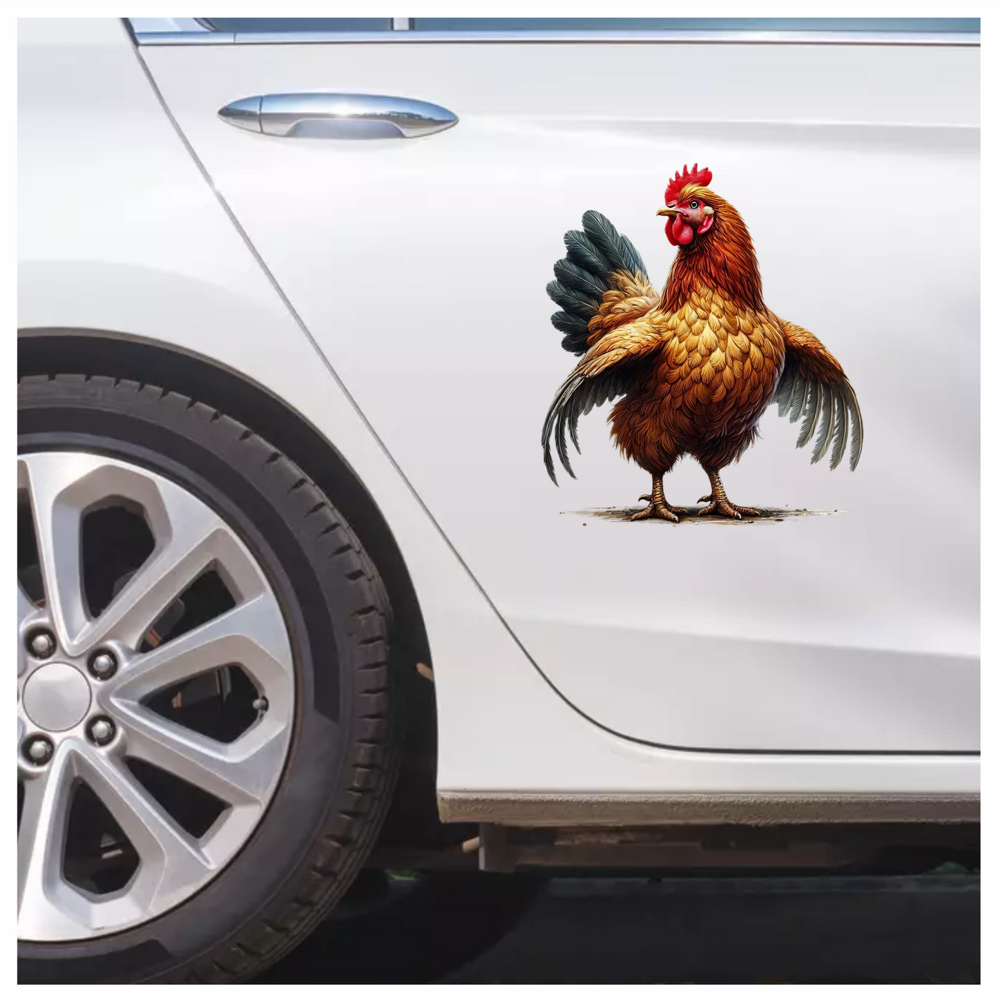 Brown Chicken Standing Wings Spread Vinyl Sticker Decal