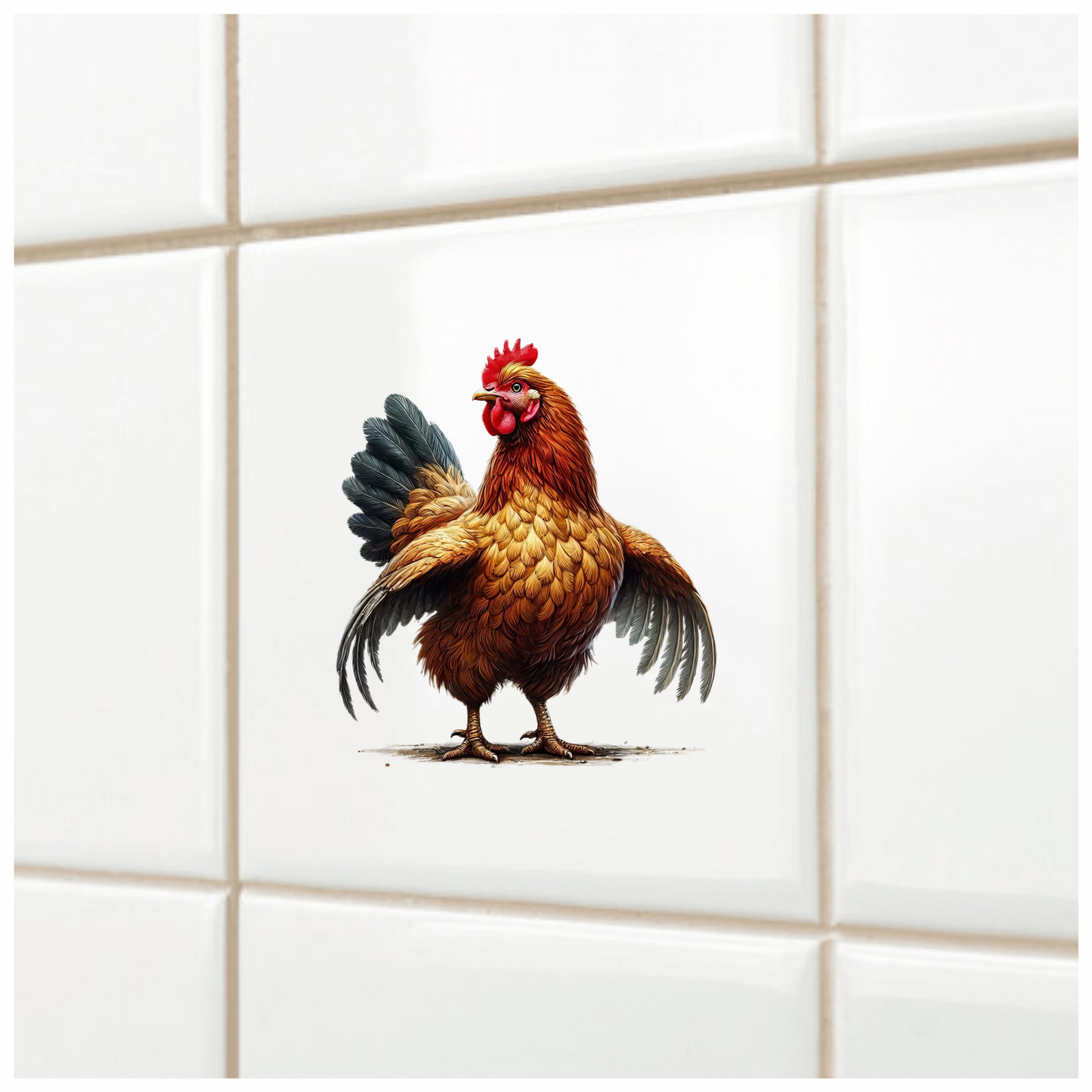 Brown Chicken Standing Wings Spread Vinyl Sticker Decal