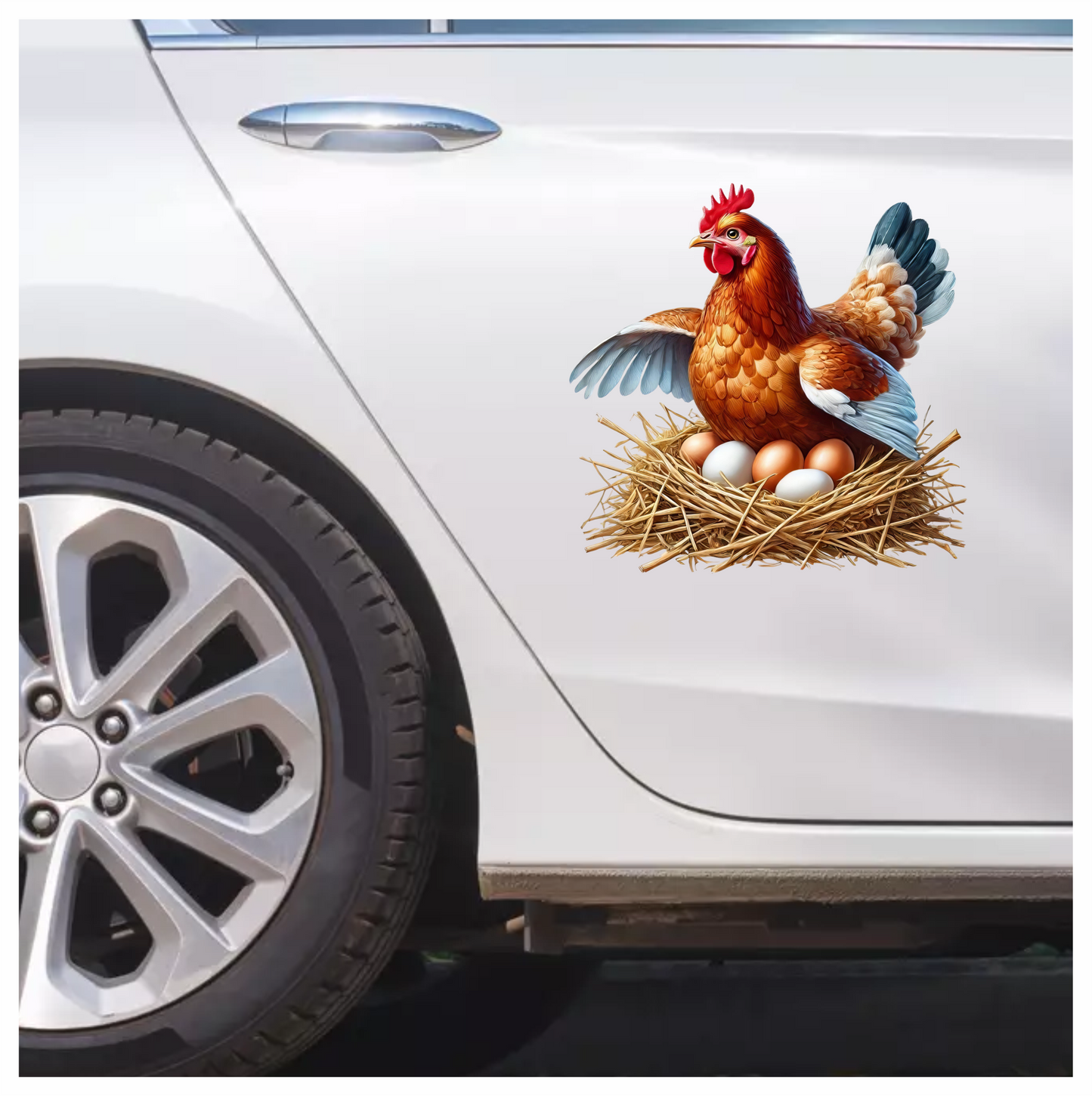 Brown Chicken Nest Eggs Farm Vinyl Sticker Decal