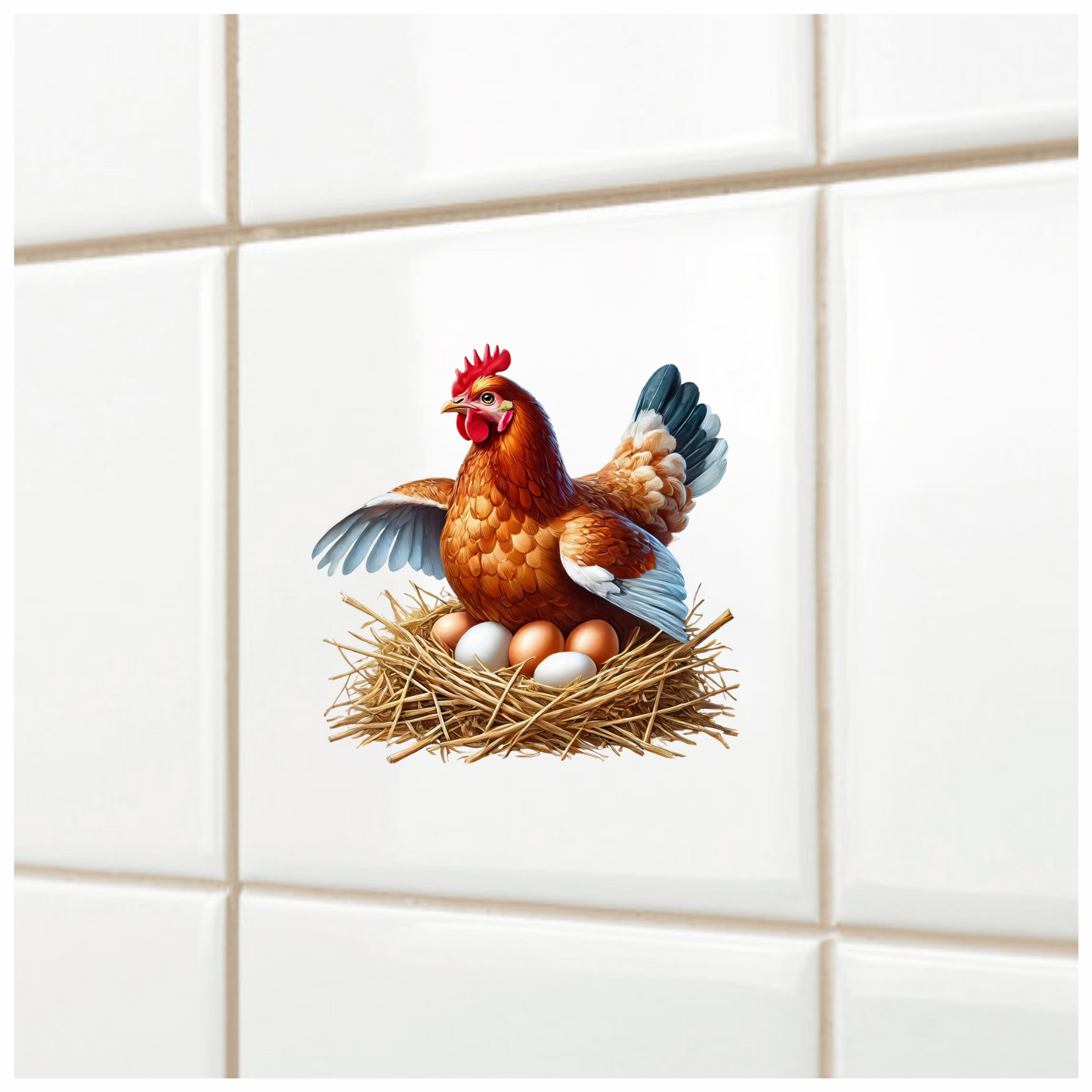Brown Chicken Nest Eggs Farm Vinyl Sticker Decal