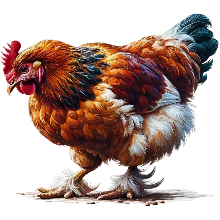 Brown Chicken Feathered Bantam Farm Vinyl Sticker Decal