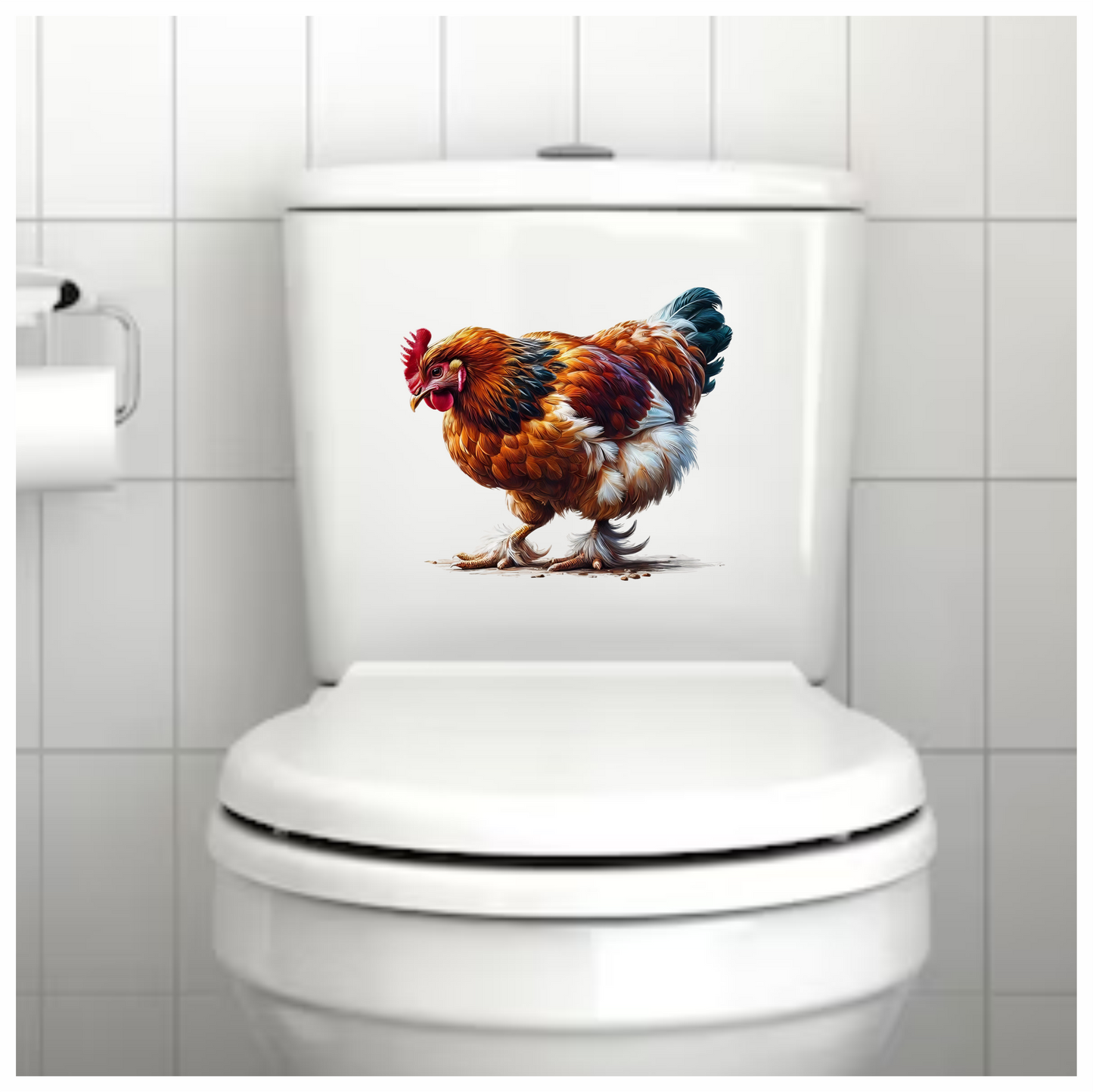 Brown Chicken Feathered Bantam Farm Vinyl Sticker Decal