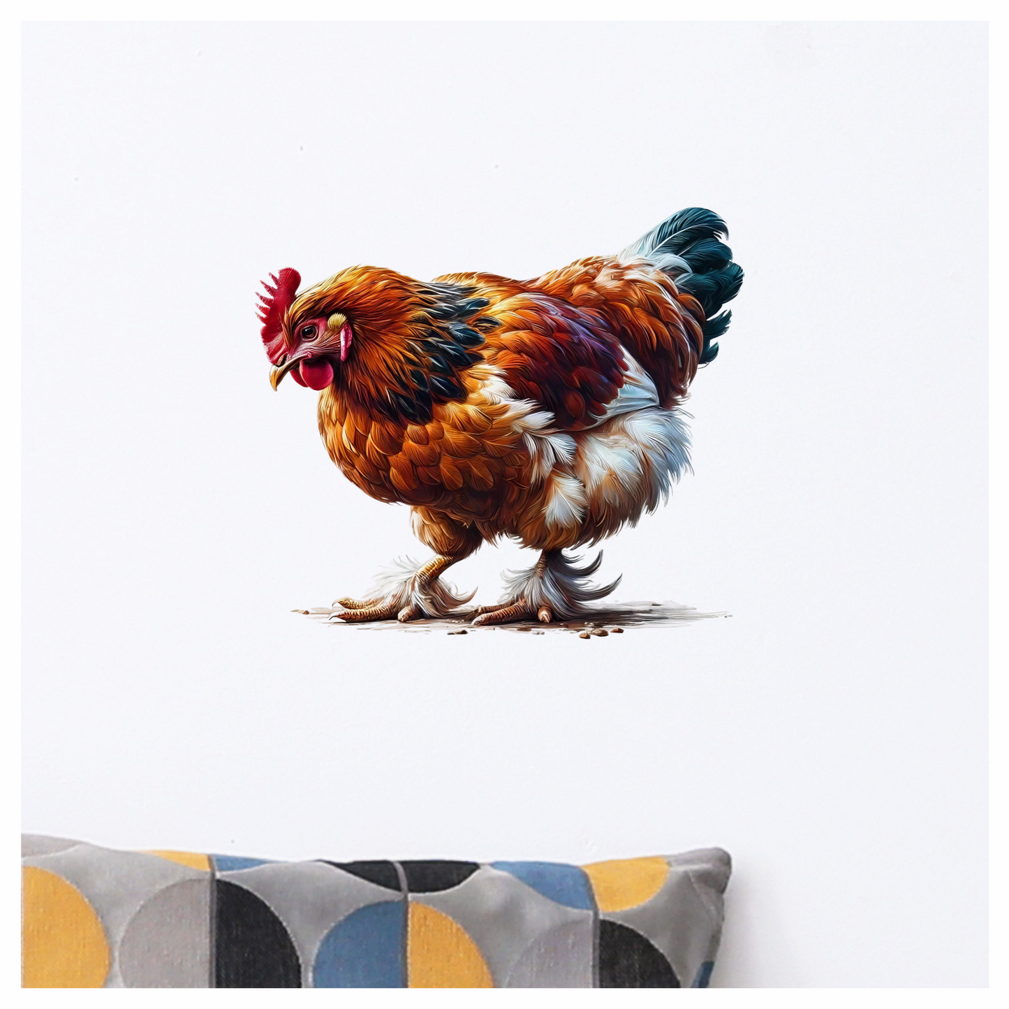 Brown Chicken Feathered Bantam Farm Vinyl Sticker Decal