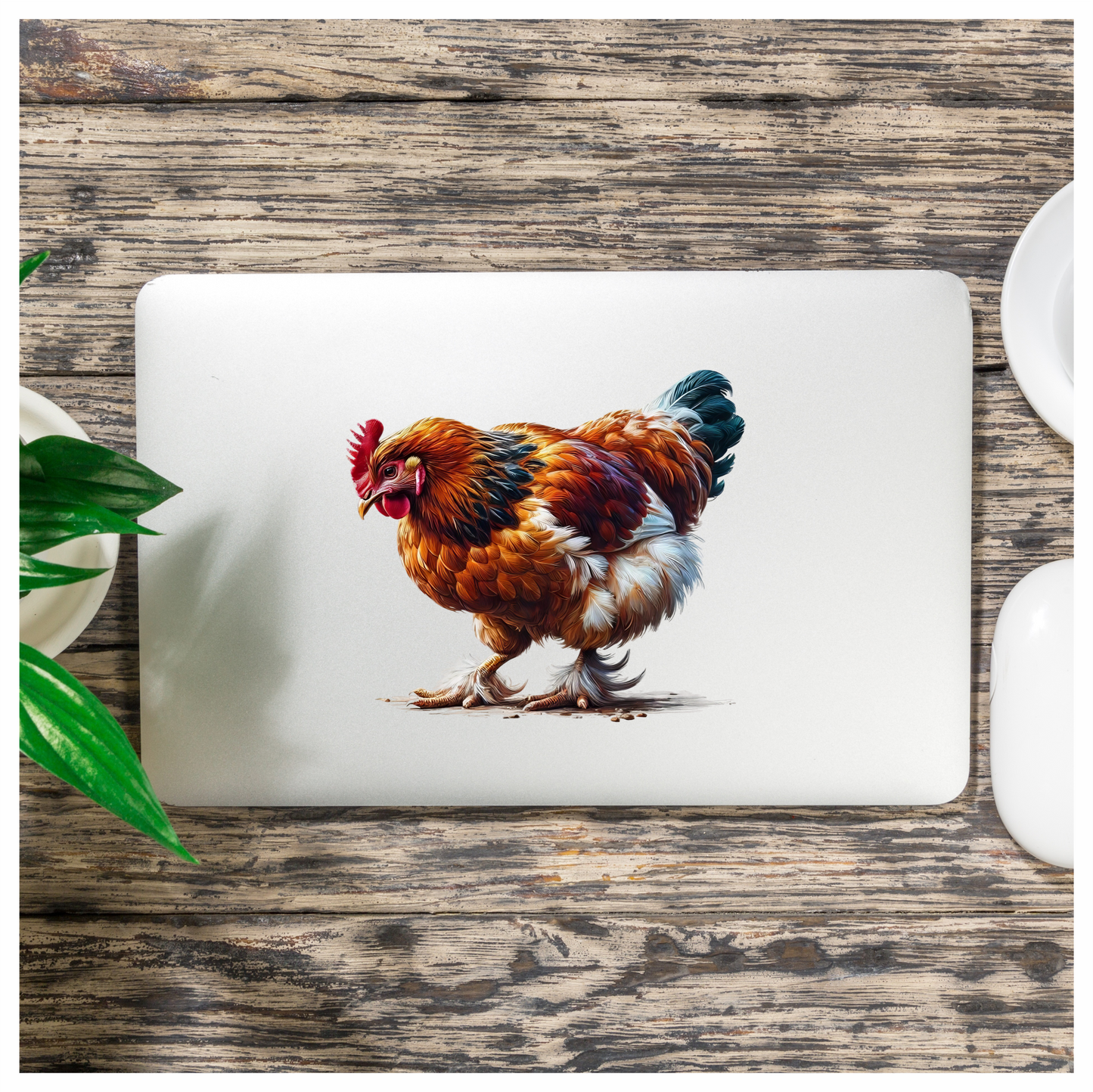 Brown Chicken Feathered Bantam Farm Vinyl Sticker Decal