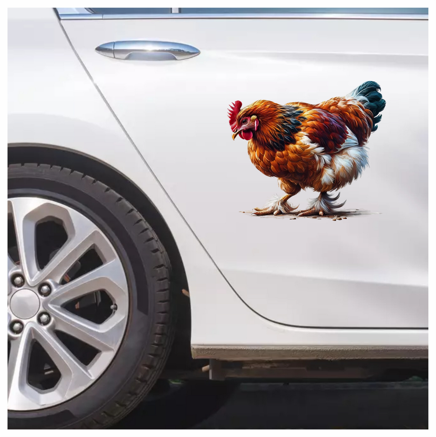 Brown Chicken Feathered Bantam Farm Vinyl Sticker Decal