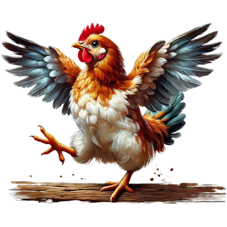 Brown Chicken Flapping Wings Cartoon Vinyl Sticker Decal