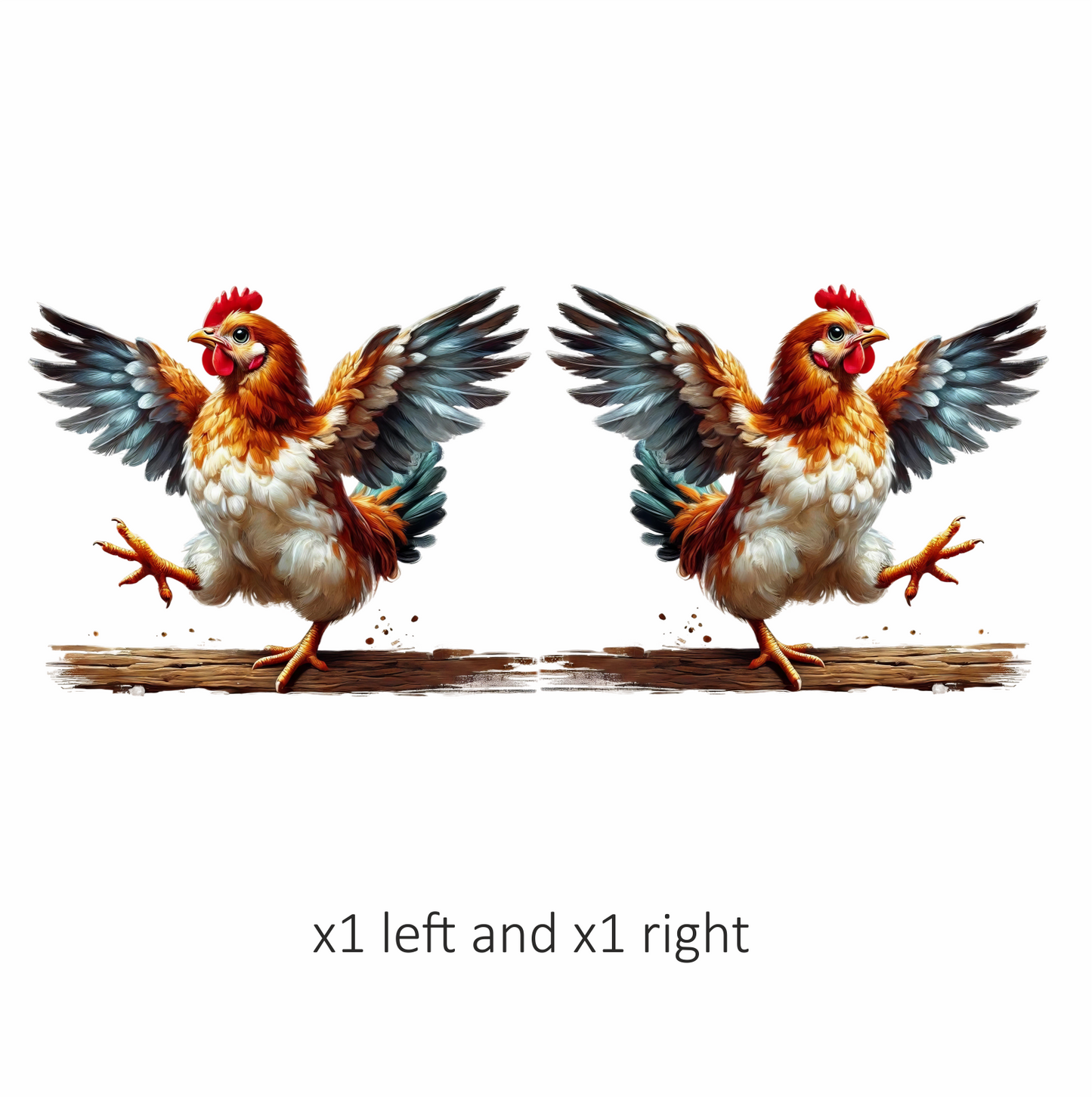 Brown Chicken Flapping Wings Cartoon Vinyl Sticker Decal