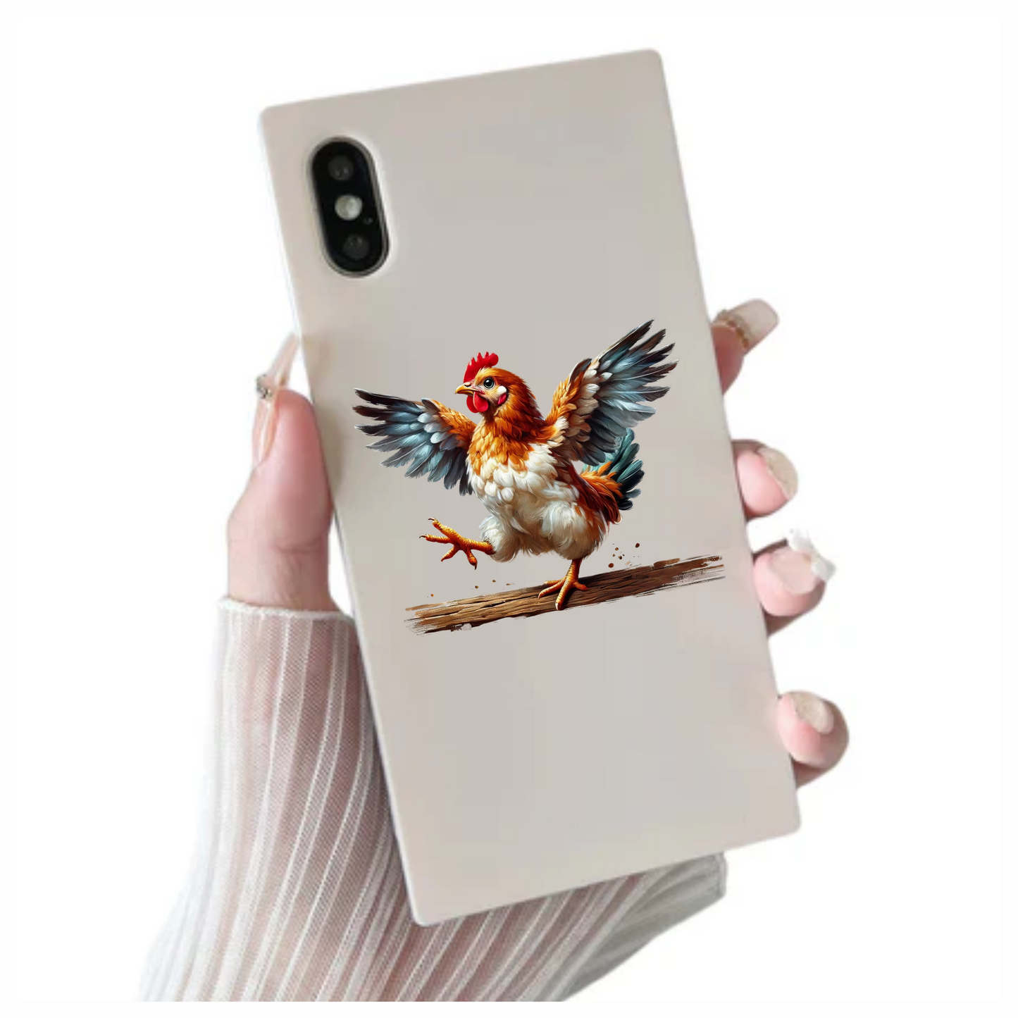 Brown Chicken Flapping Wings Cartoon Vinyl Sticker Decal