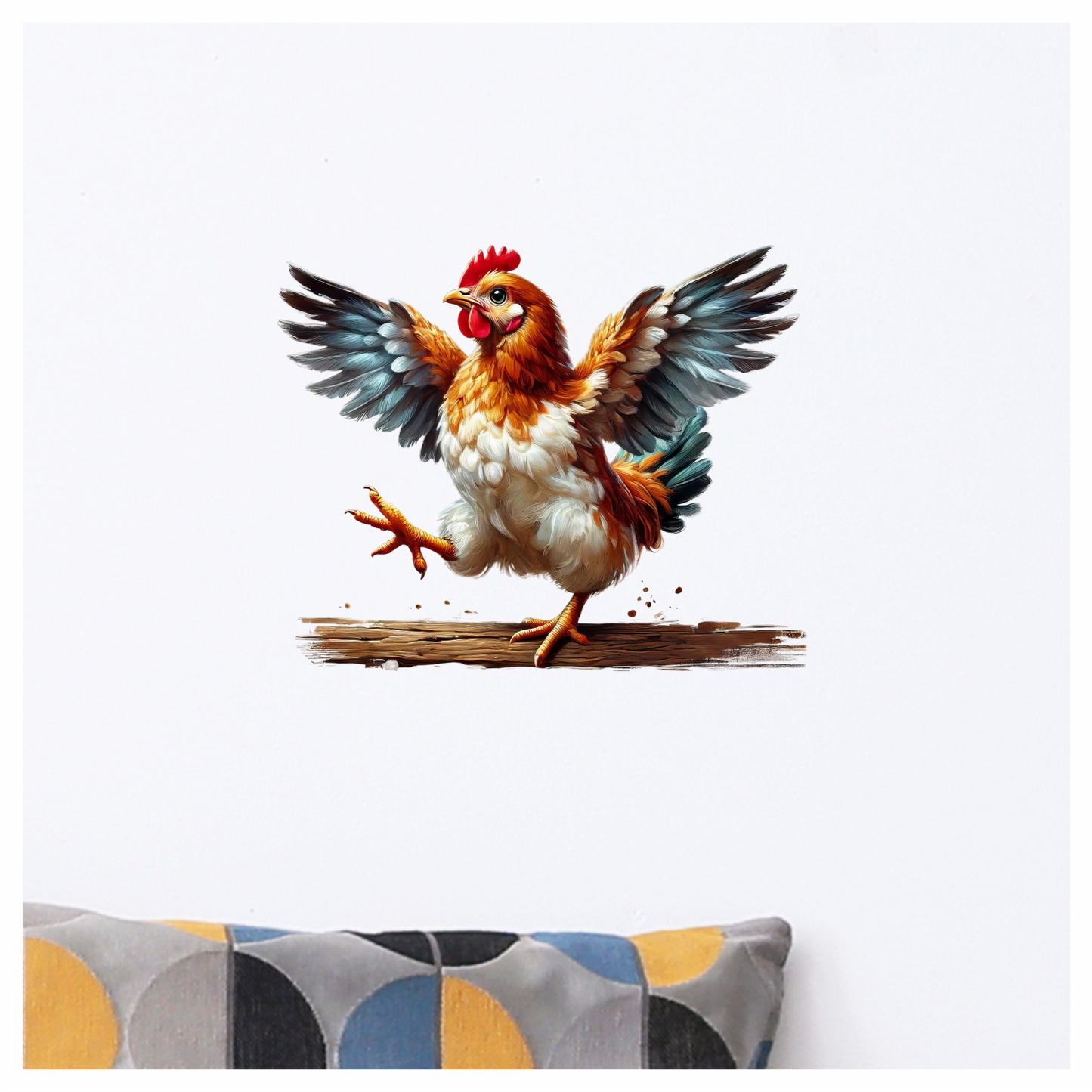 Brown Chicken Flapping Wings Cartoon Vinyl Sticker Decal