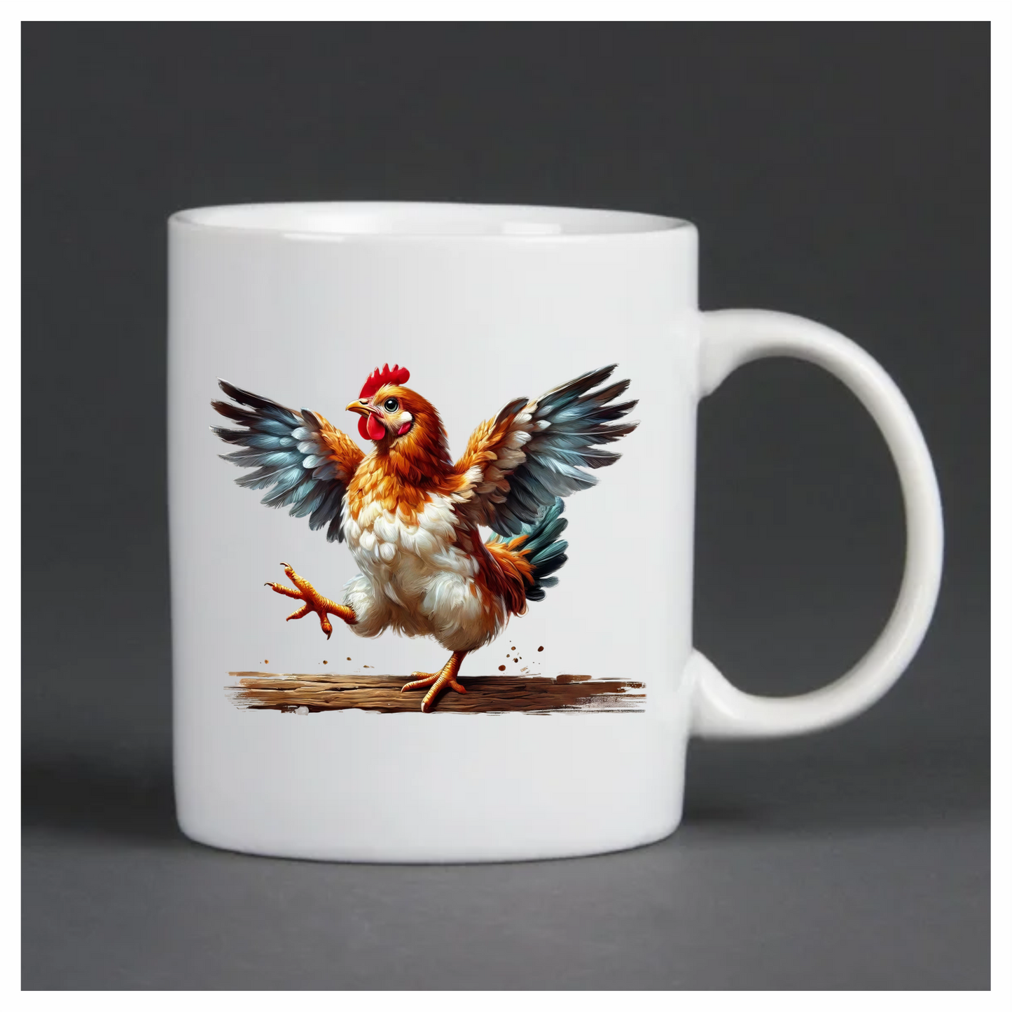 Brown Chicken Flapping Wings Cartoon Vinyl Sticker Decal